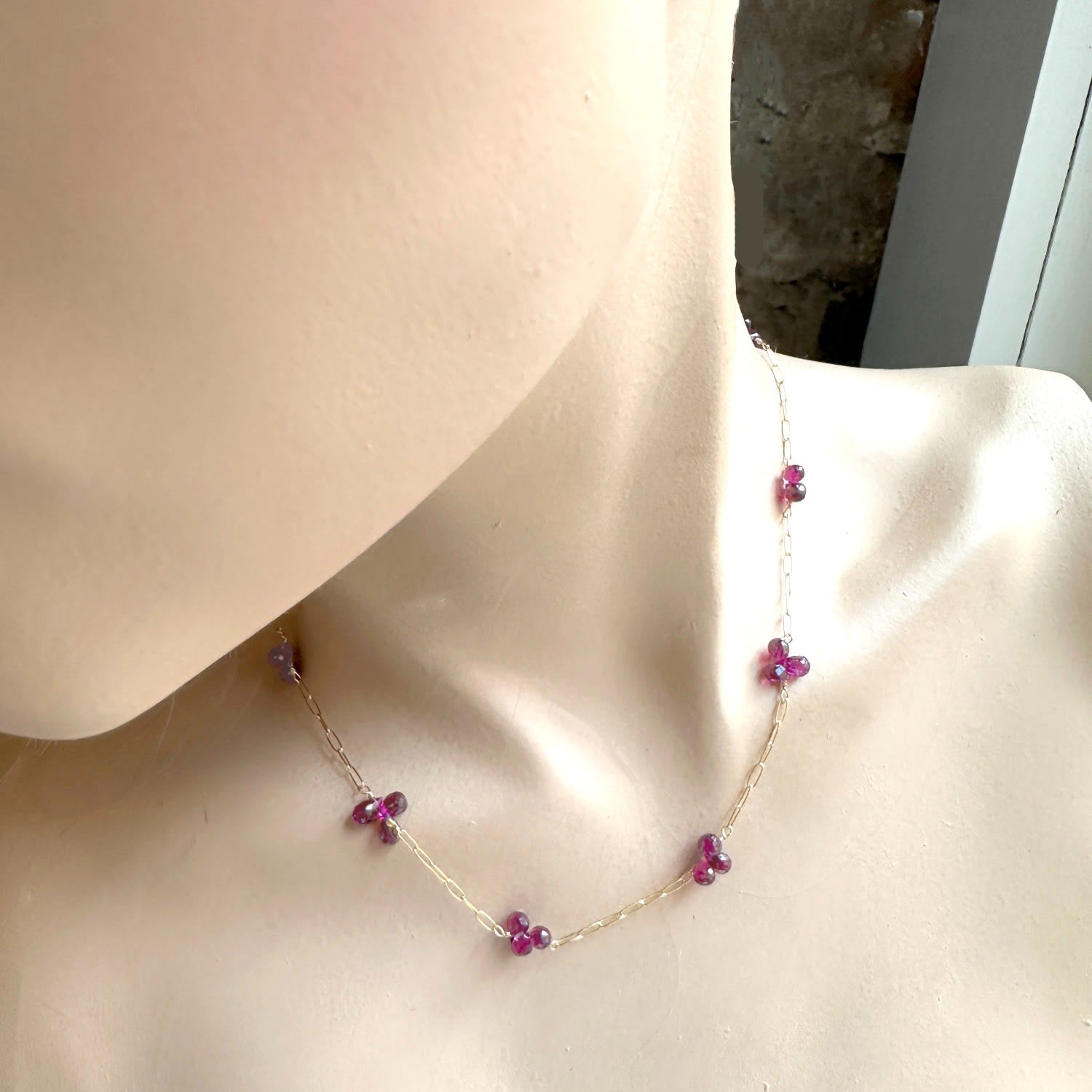 Purple Garnet Fine Chain Necklace