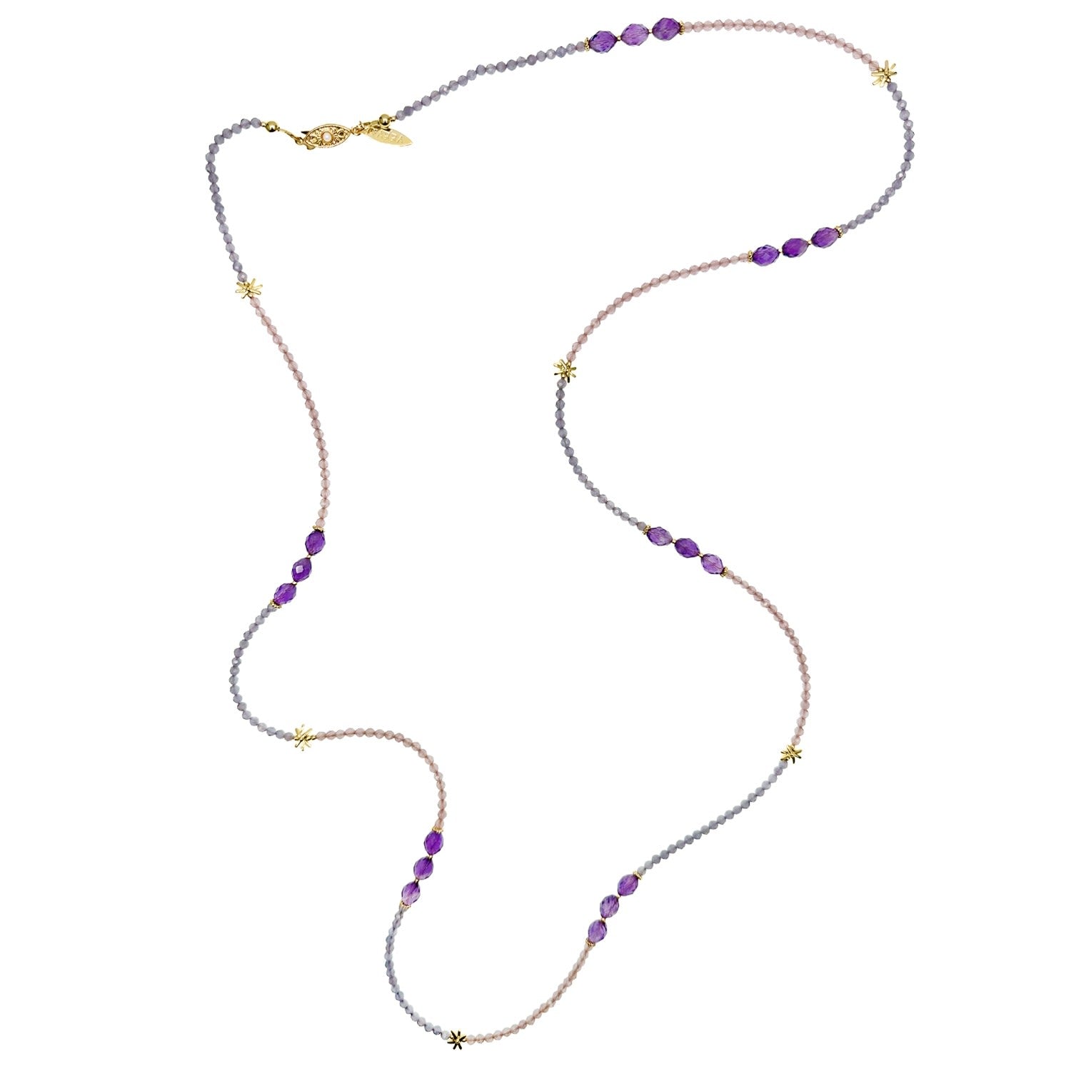 Purple Gemstone Color Matching Versatile Long Necklace