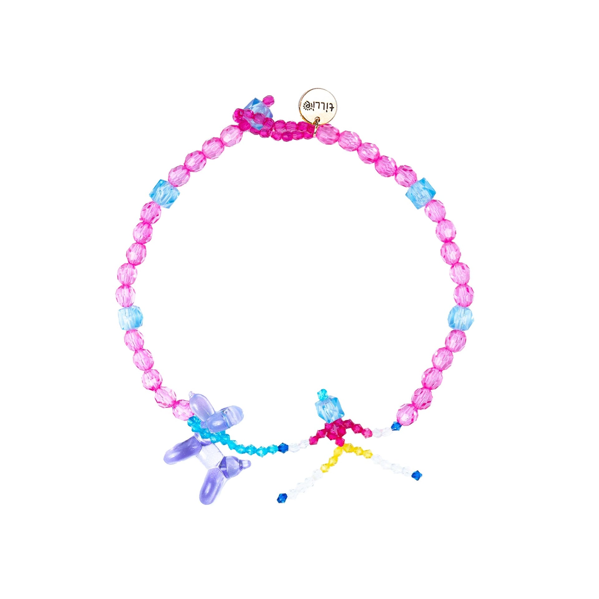 Purple Pup Skeleton Bead Necklace