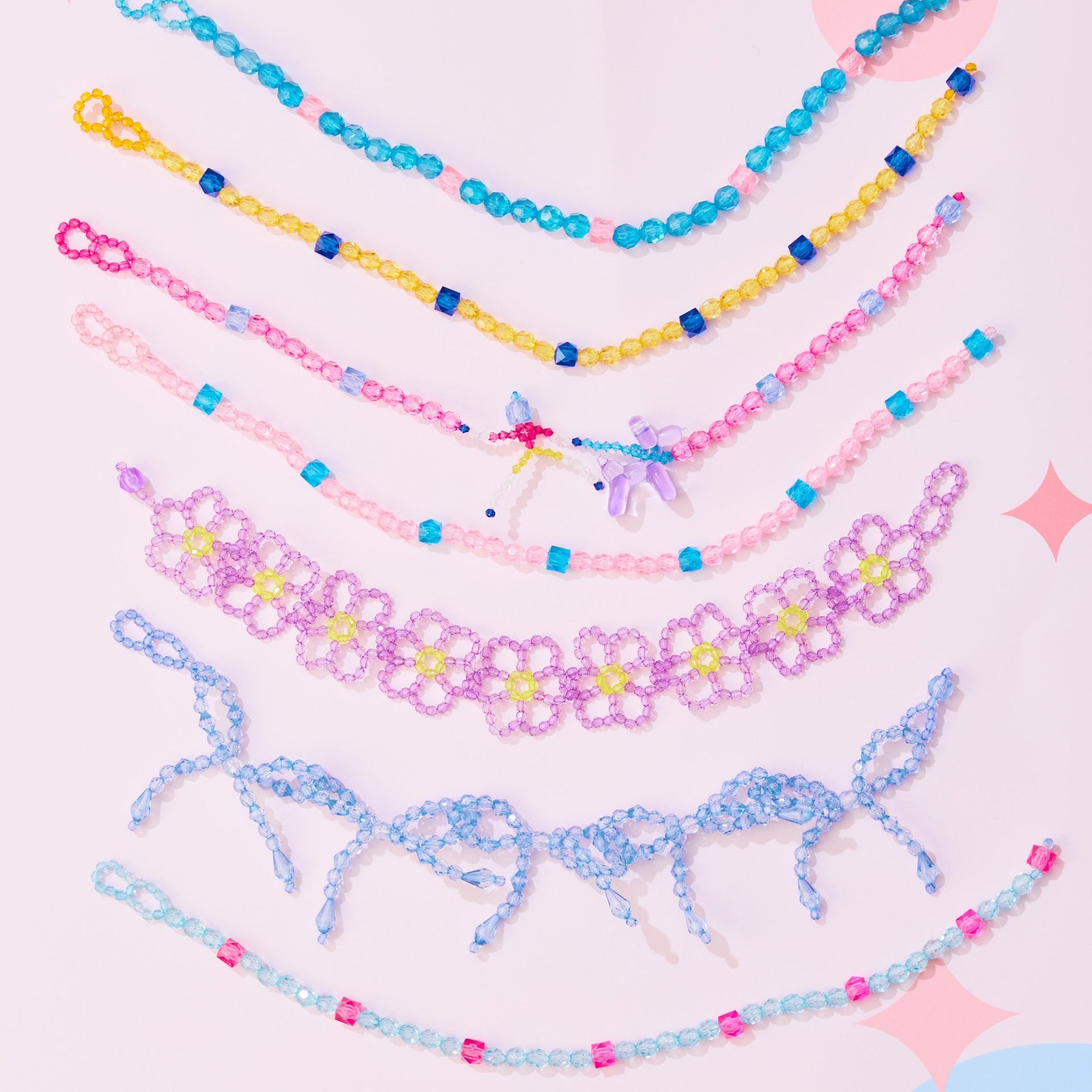 Purple Pup Skeleton Bead Necklace