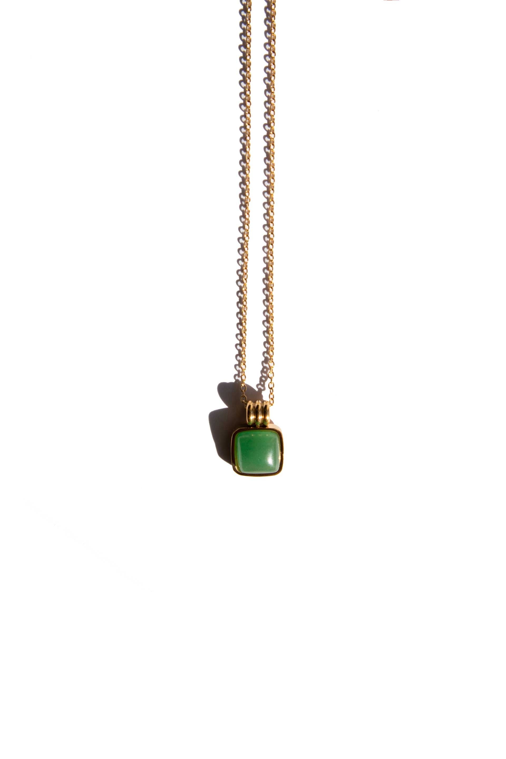 Puzzle Jade Stone Pendant Necklace Square