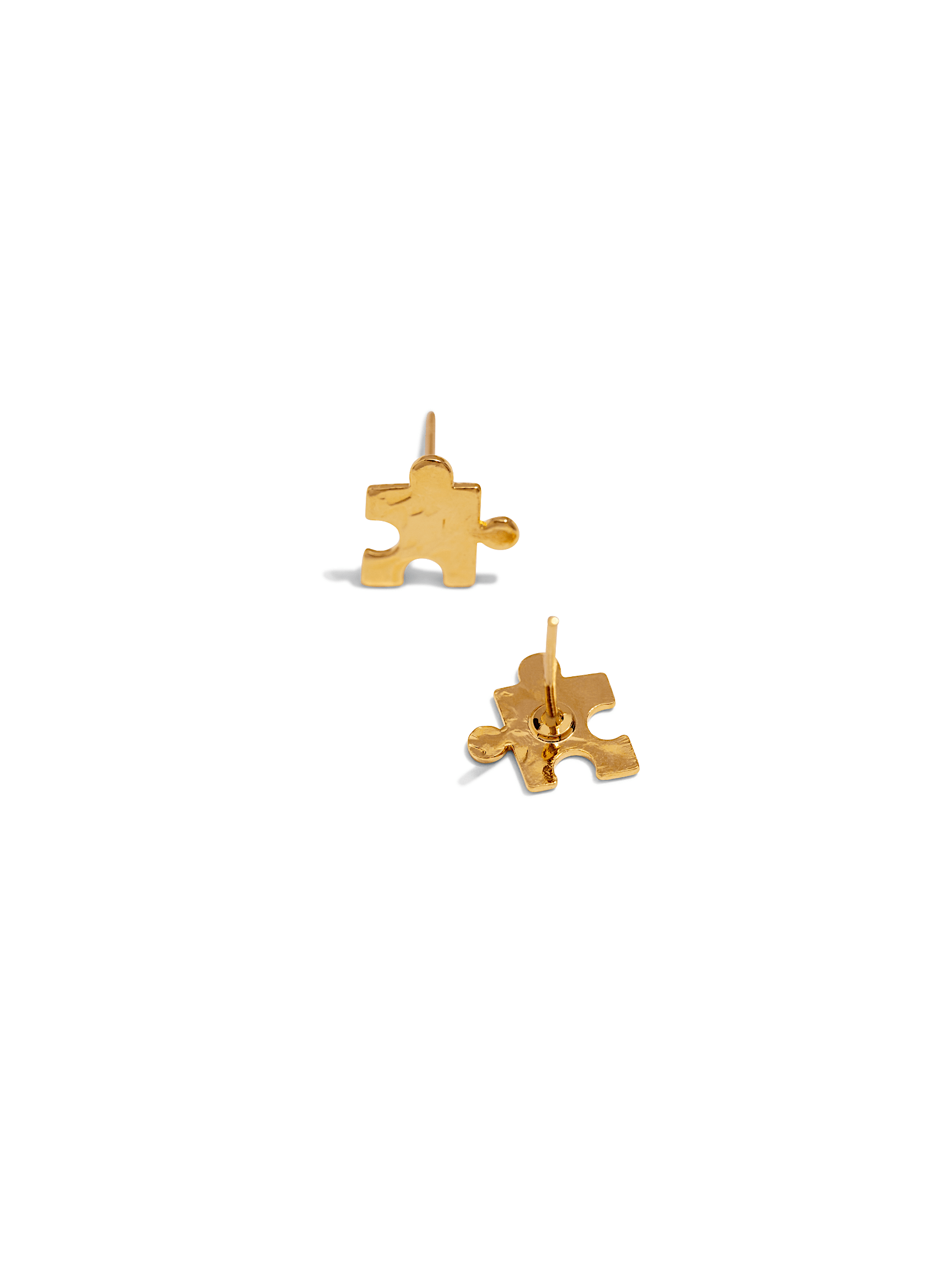 Gold Puzzle Piece Textured Stud Earrings
