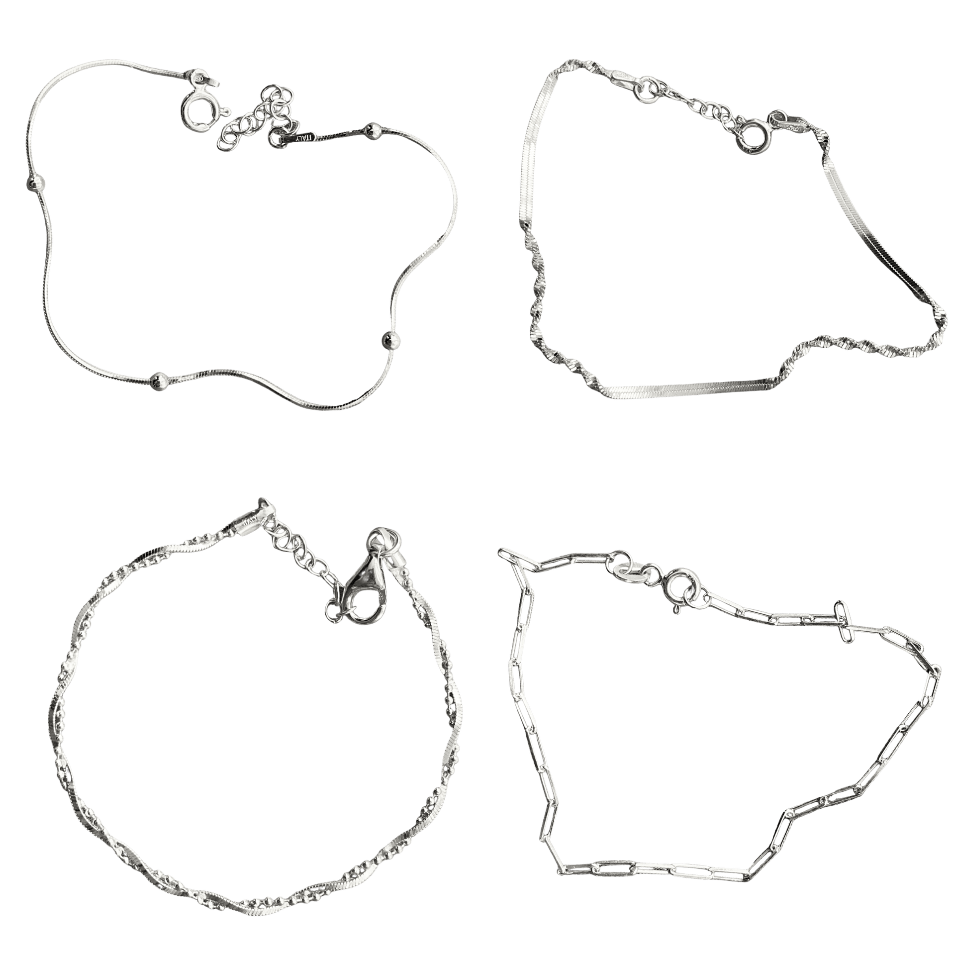Sterling Silver Bracelet Layering Set - Silver