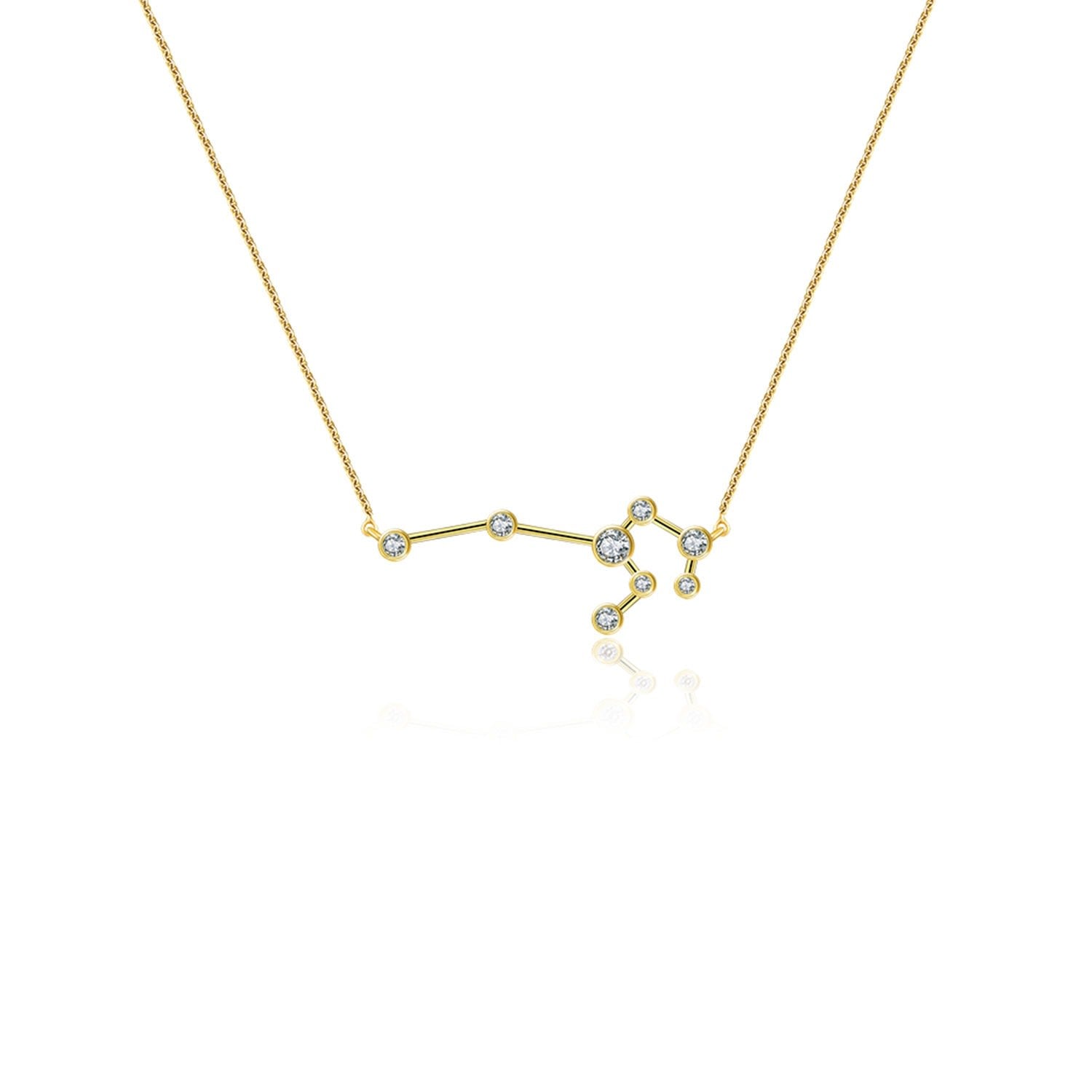 Leo Zodiac Constellation Necklace 18K Yellow Gold & Diamond
