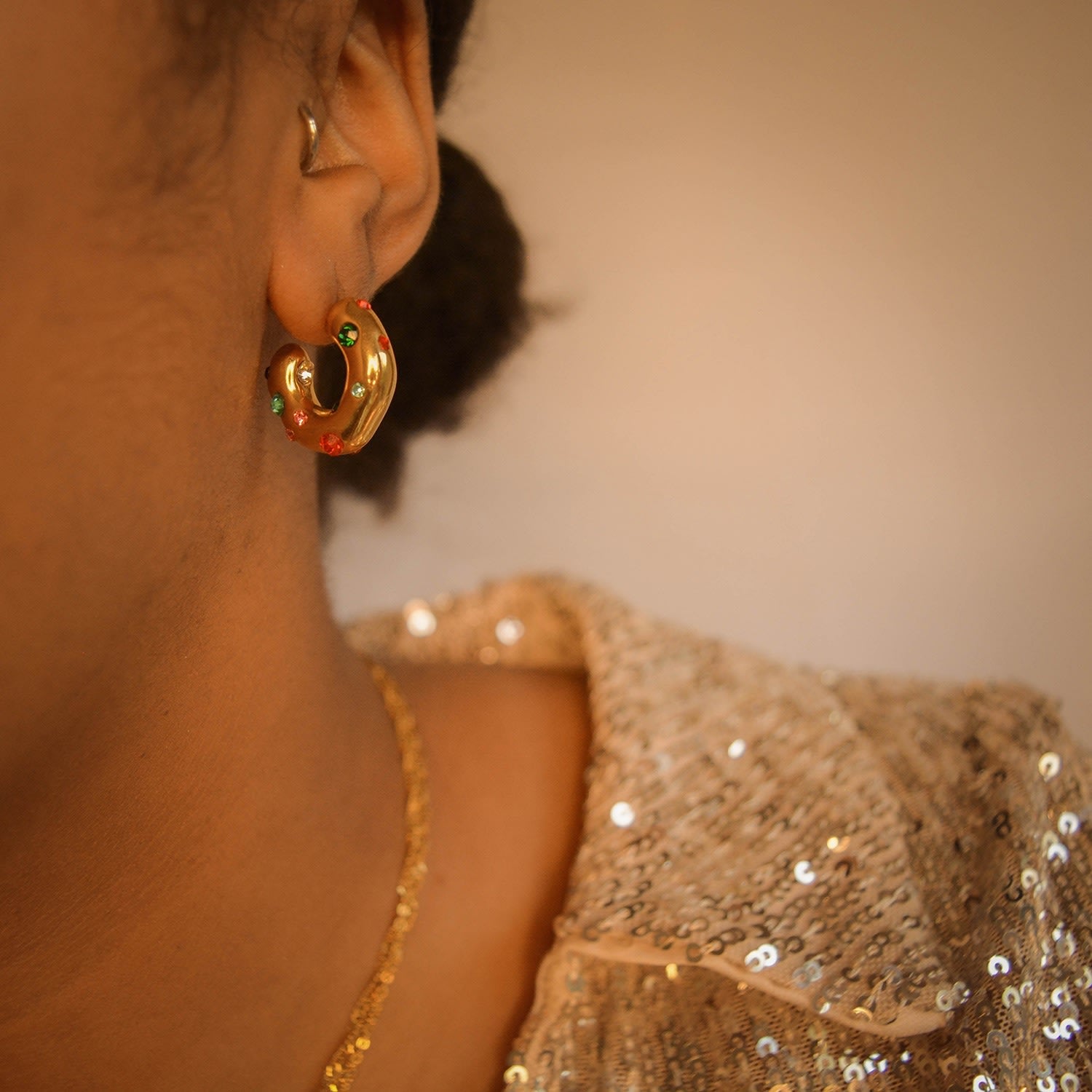 Gold Pearl Gemstone Earrings