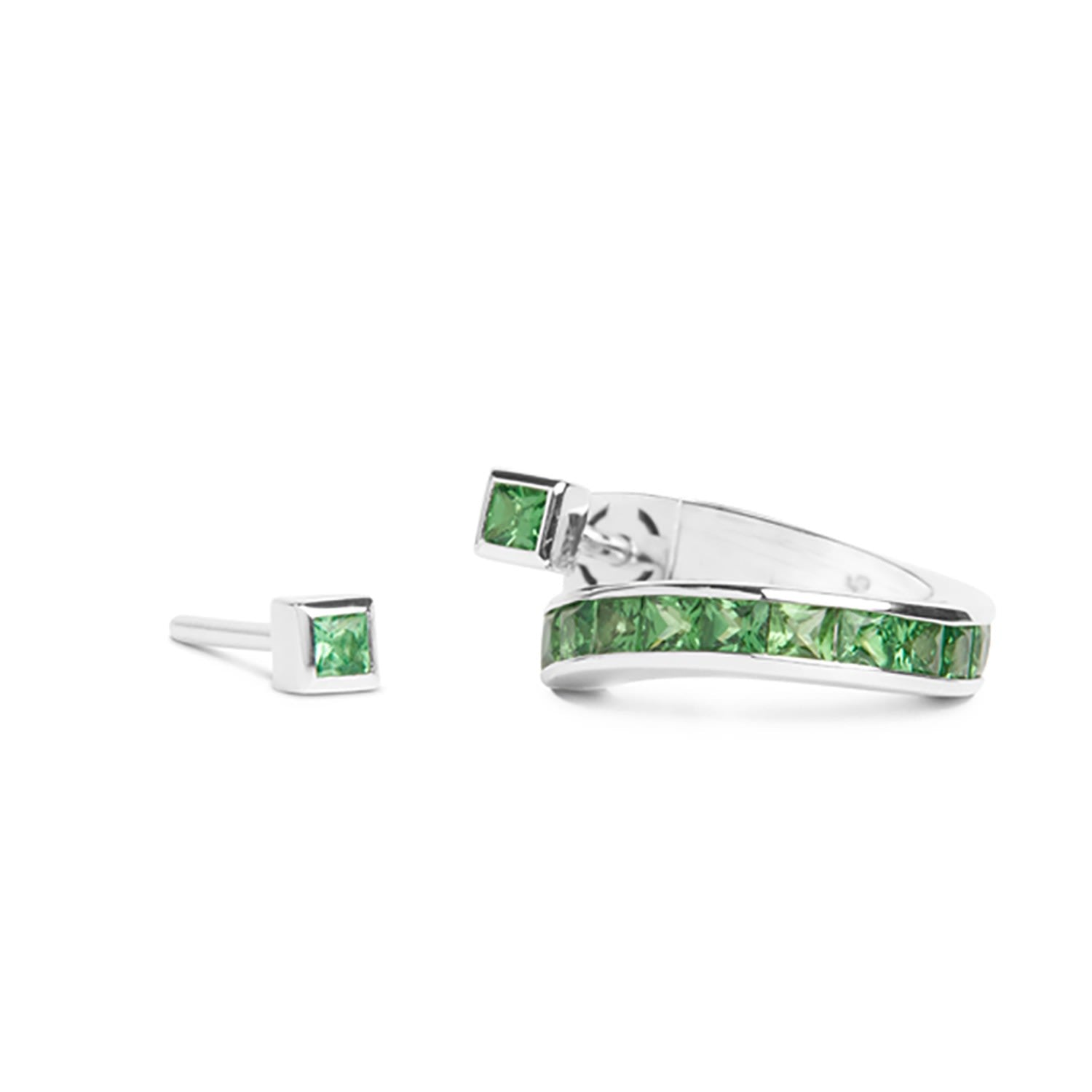Vortex Tsavorite Earrings – Silver
