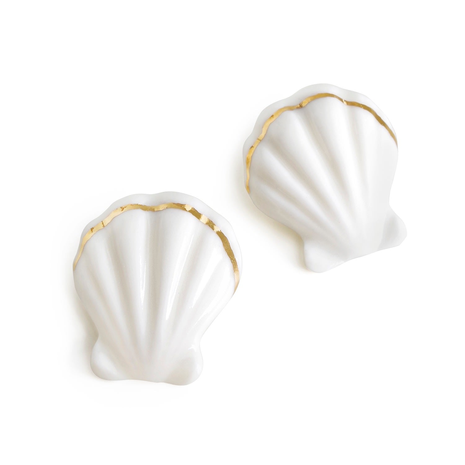 Porcelain Clam Shell Statement Stud Earrings