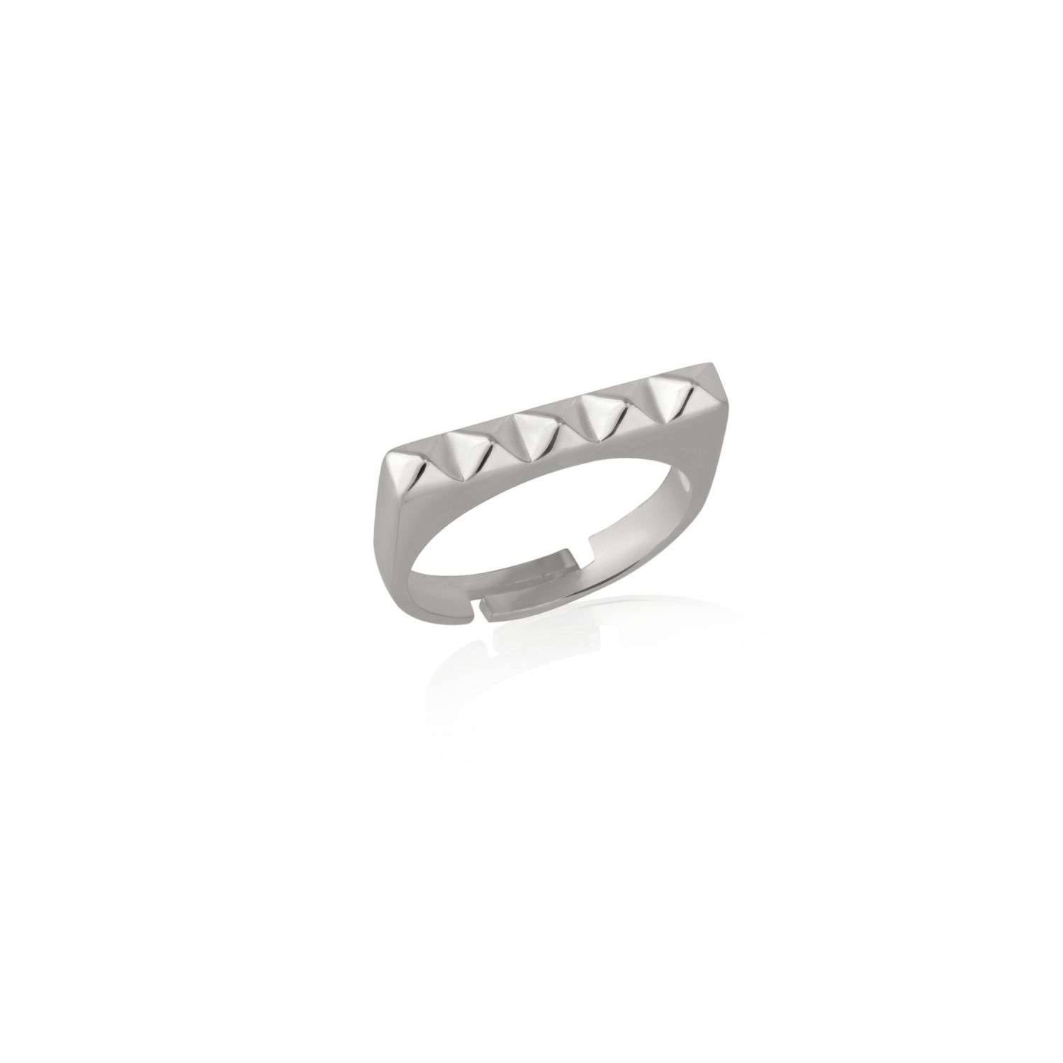 Pyramid Adjustable Sterling Silver Ring In Silver