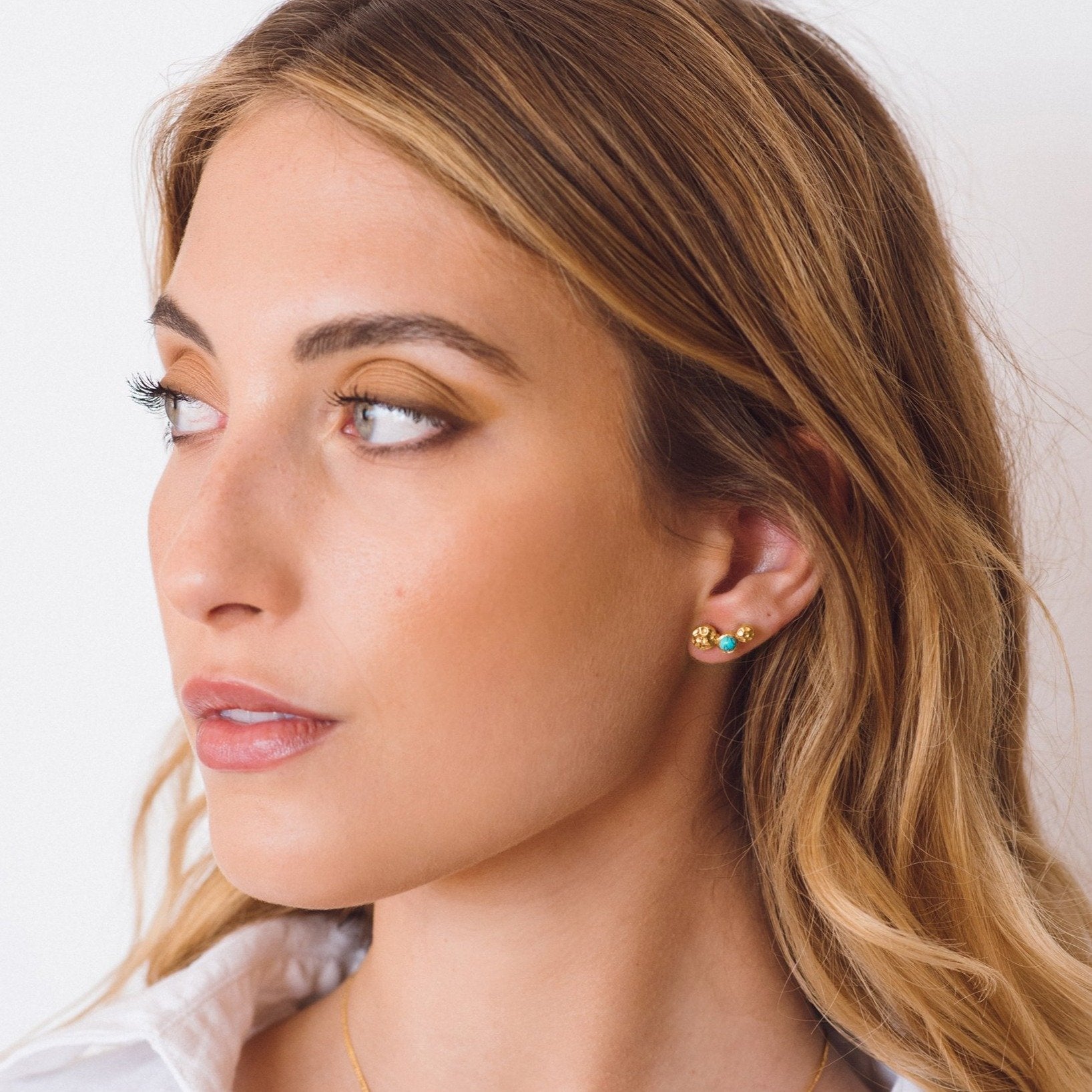 Lakshmi Gold Vermeil Stud Earrings - Turquoise