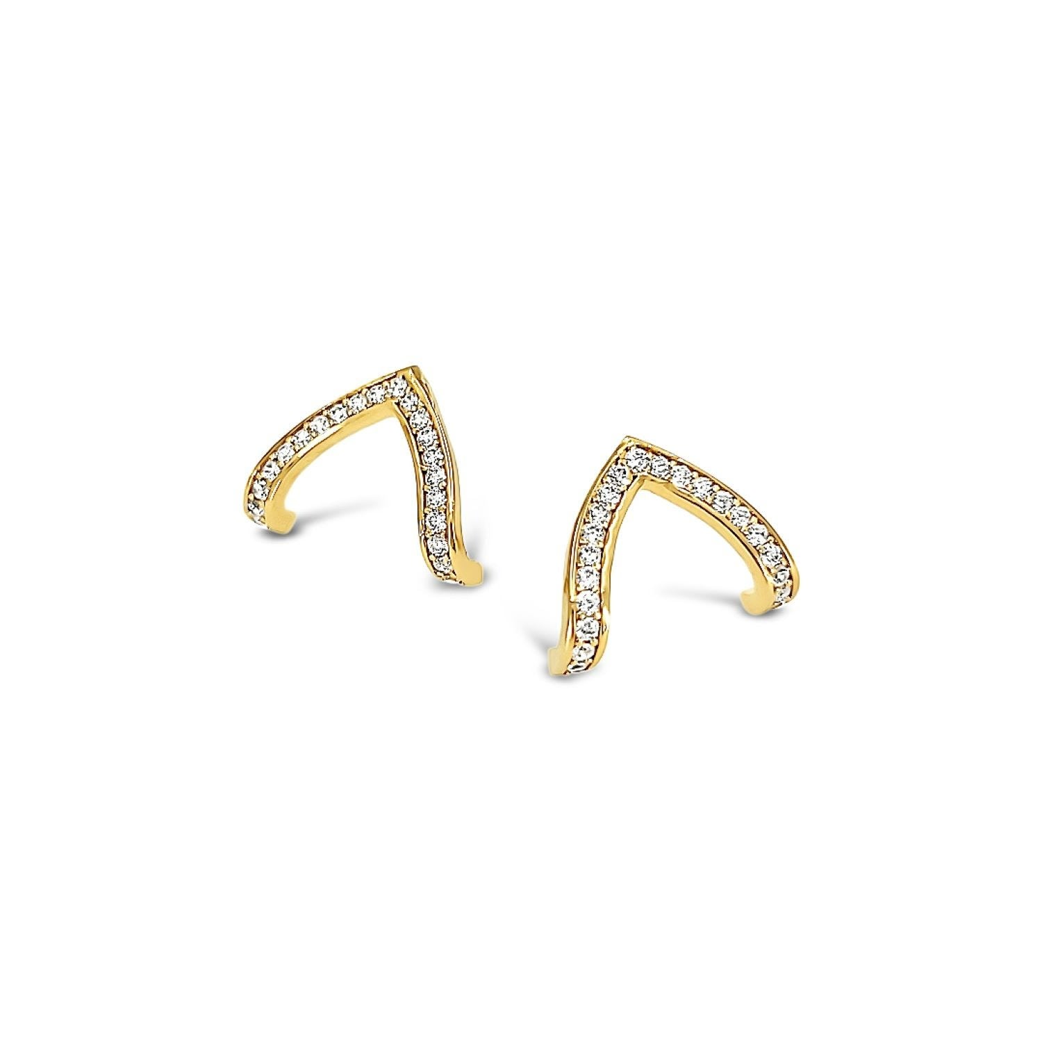 Pave Cz Wishbone Studs-Gold