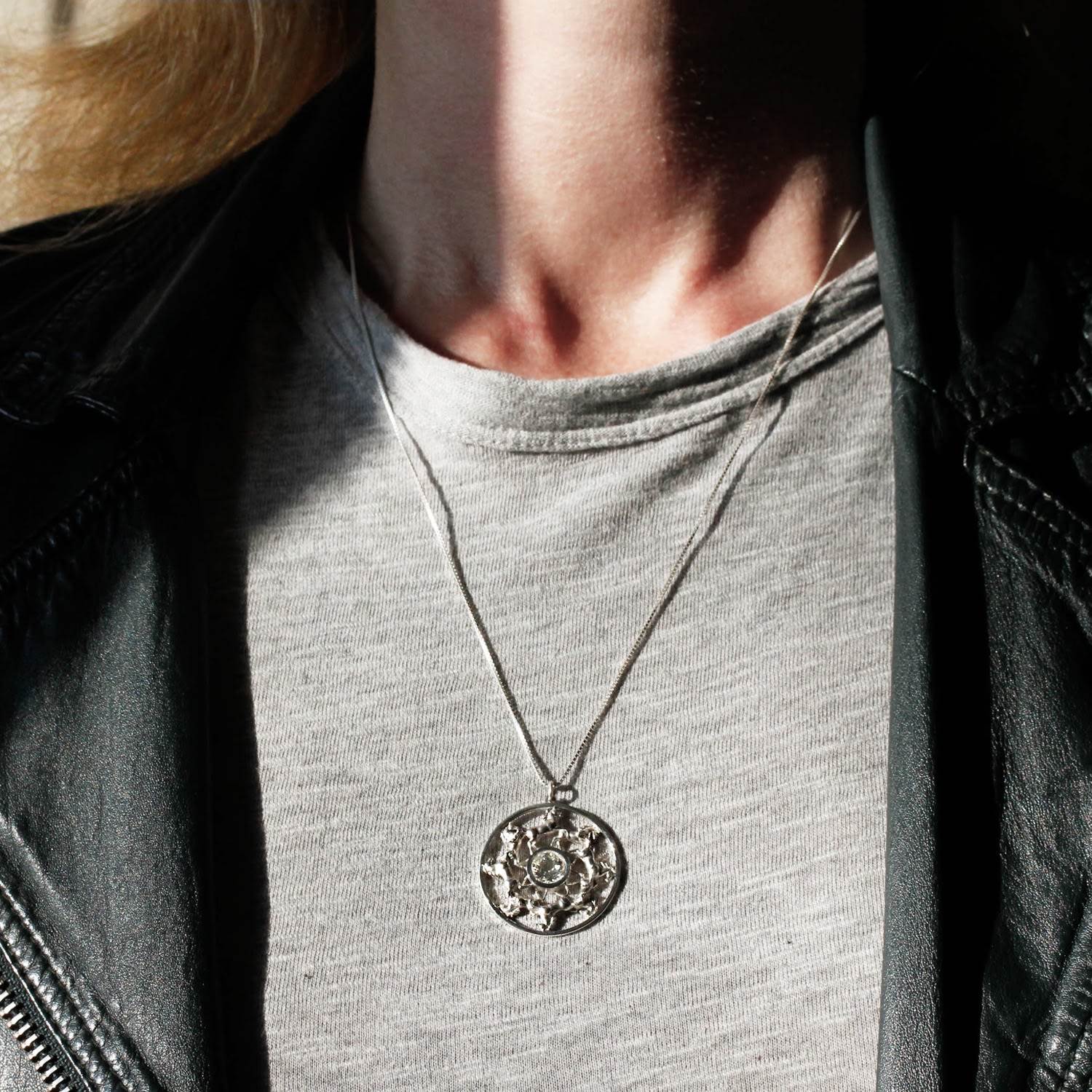 Wild Horses Topaz Medallion Necklace - Silver