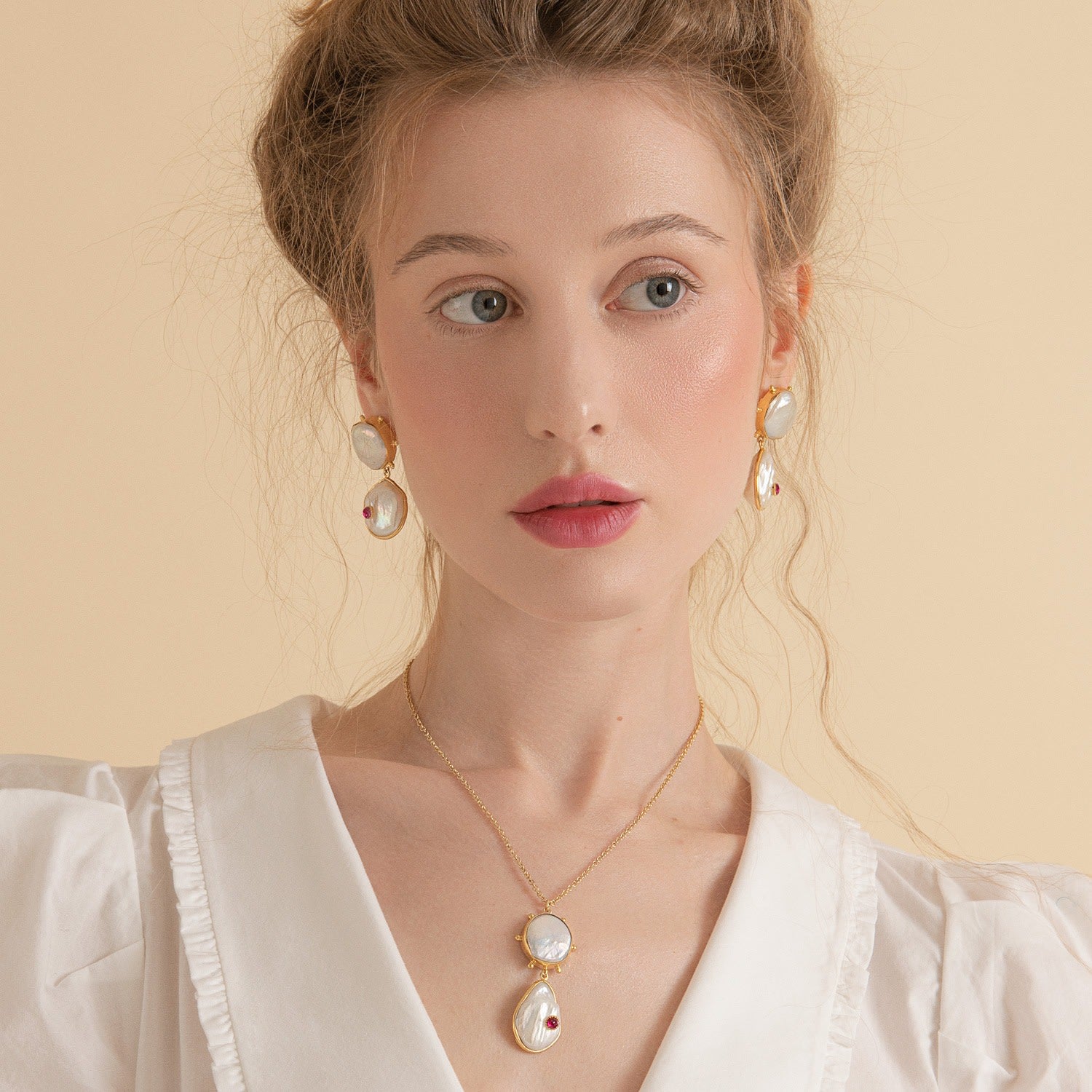 Rebel Rebel Pearl Earrings With Rubies