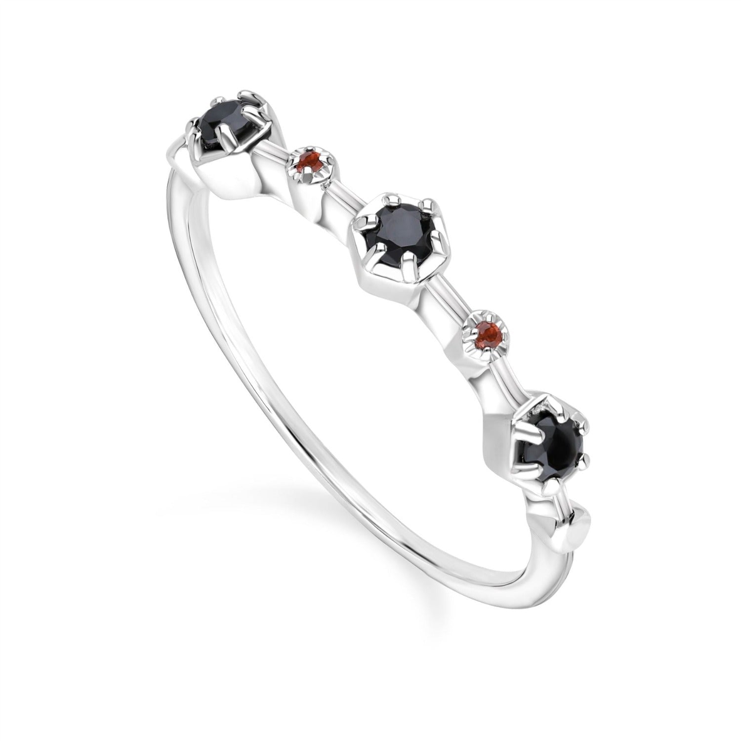 Modern Glam Spinel Garnet Sterling Silver Glitz Ring