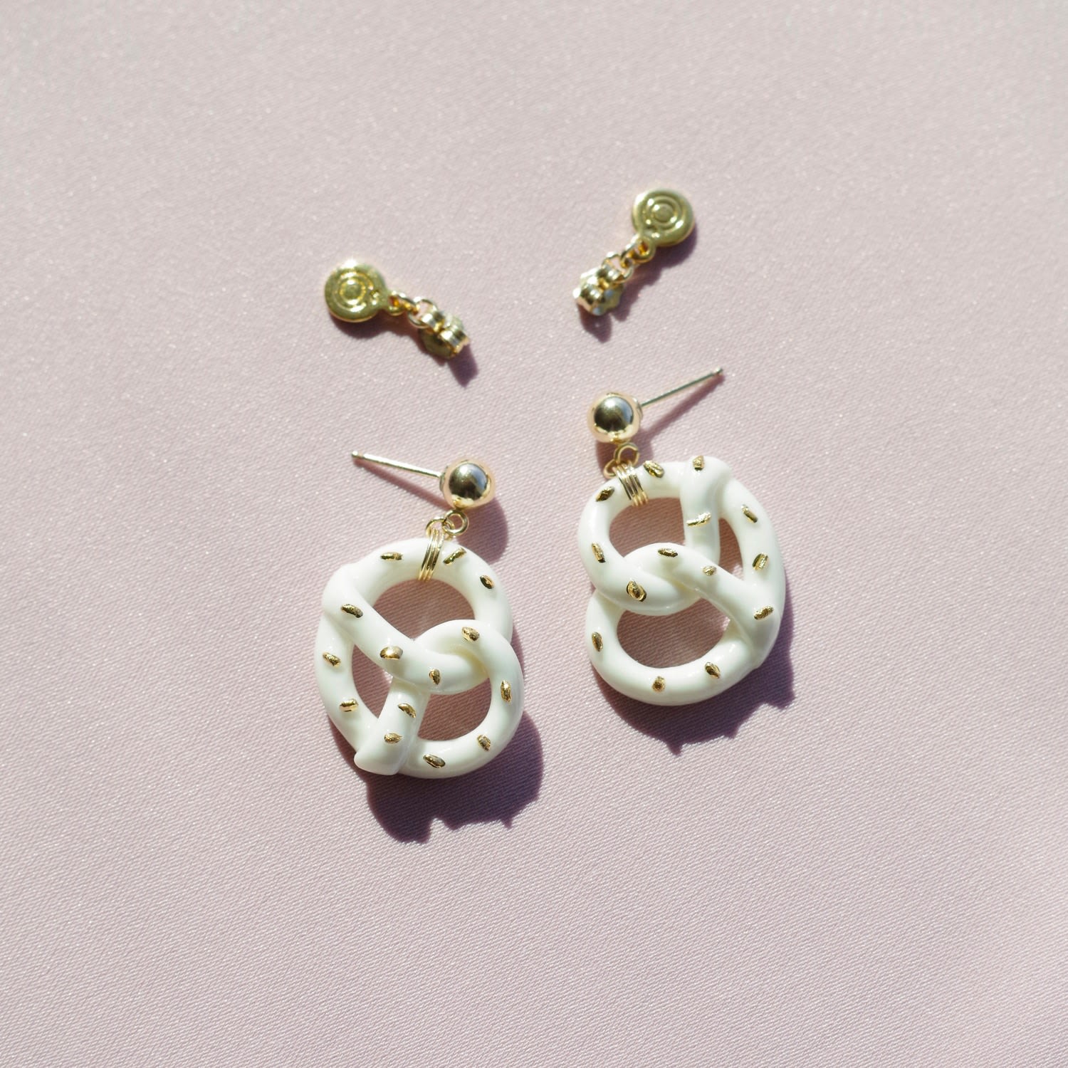 Mini Porcelain Pretzel Earrings