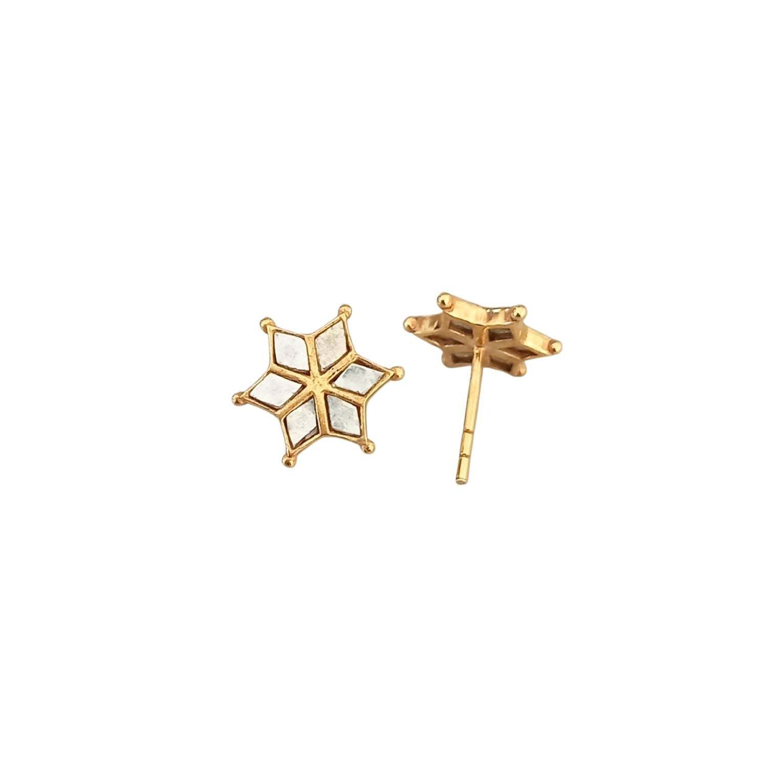 Mirror Star Stud Earrings - Gold Vermeil & Mirror