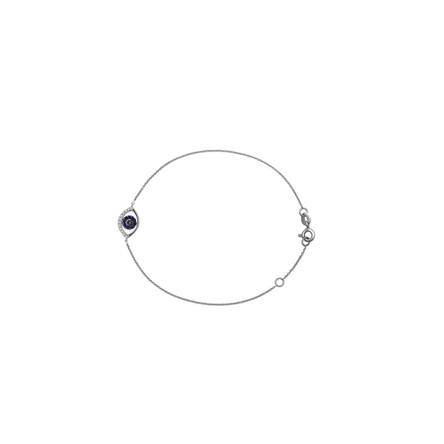 18K White Gold Evil Eye Sapphire & Diamond Bracelet