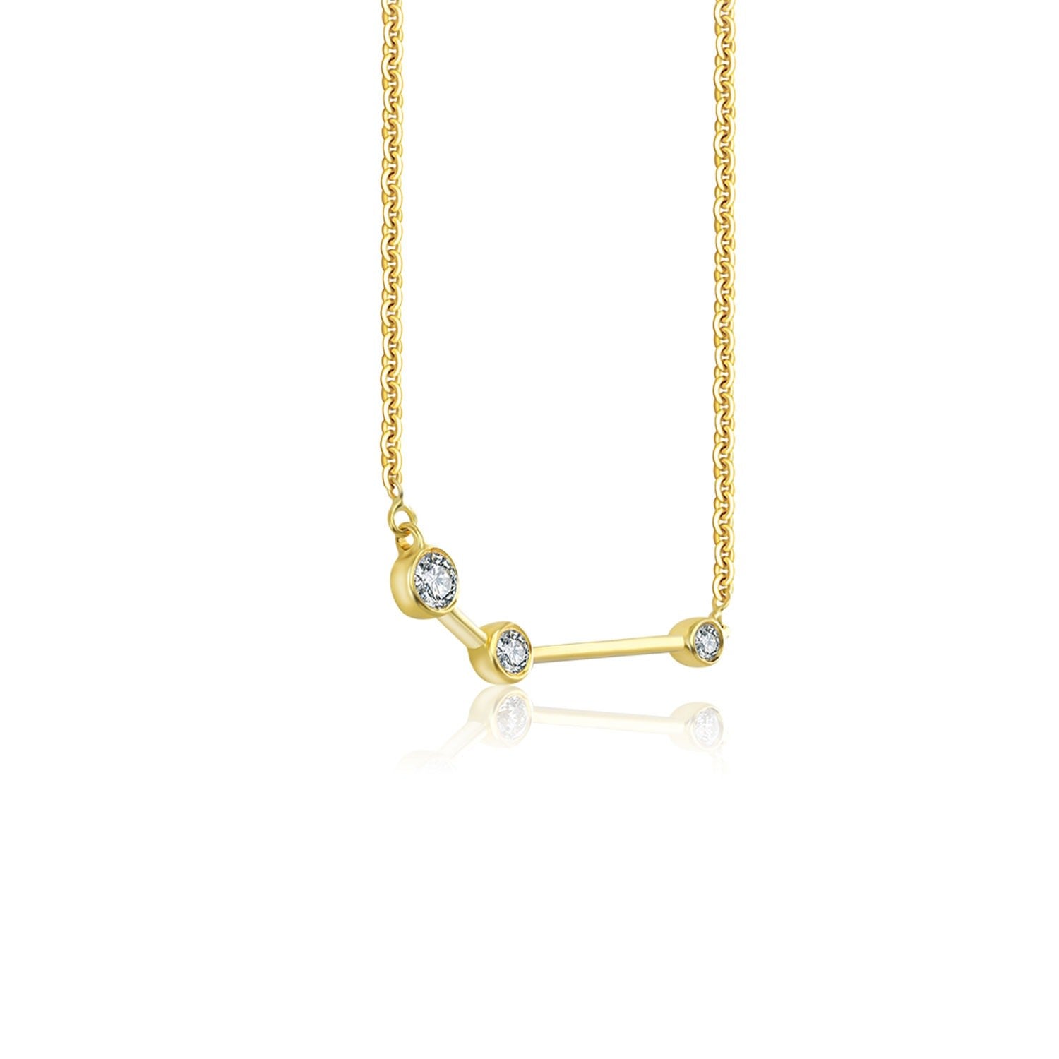 Aries Zodiac Constellation Necklace 18K Yellow Gold & Diamond