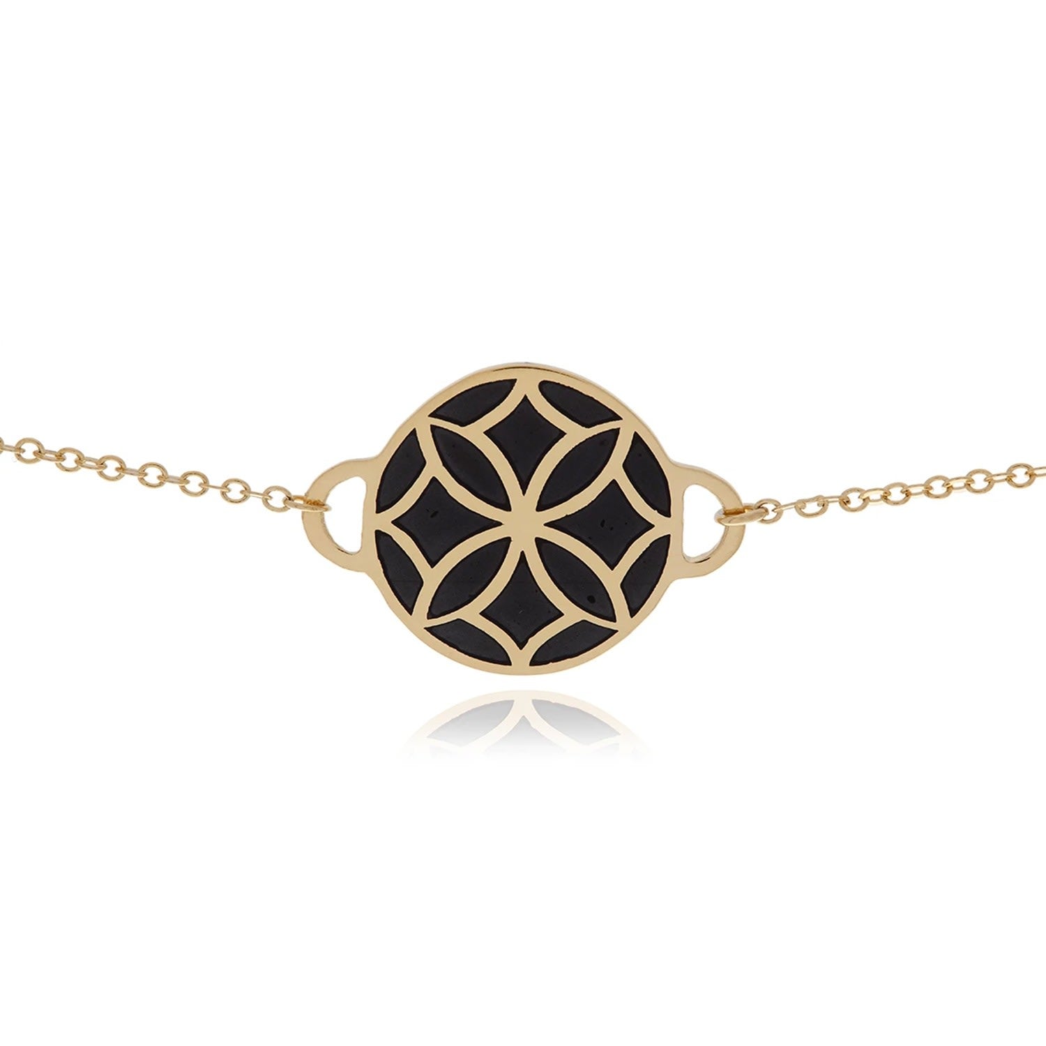 Black Signature Flower Gold Necklace