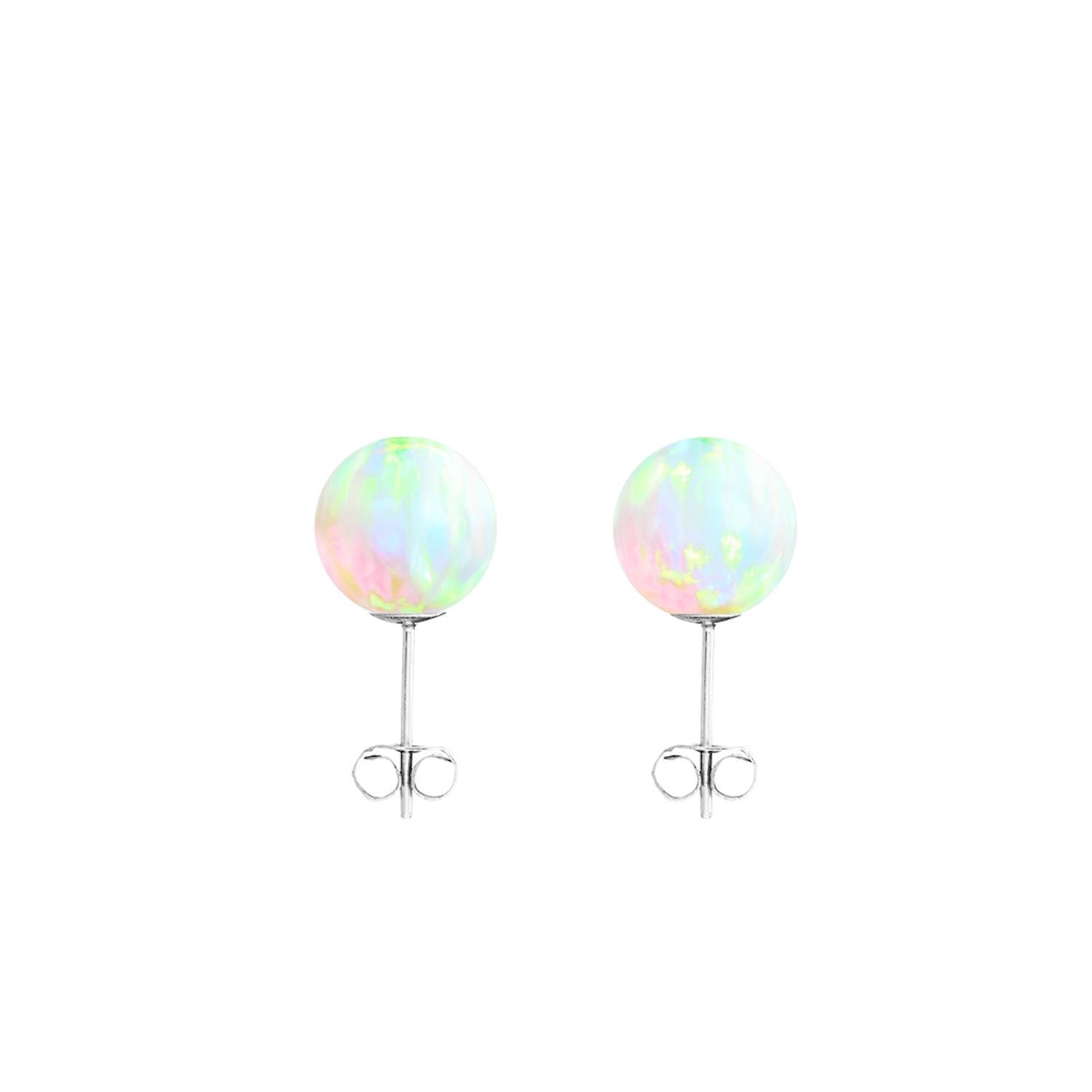 Sea Opal Stud Earrings - Silver