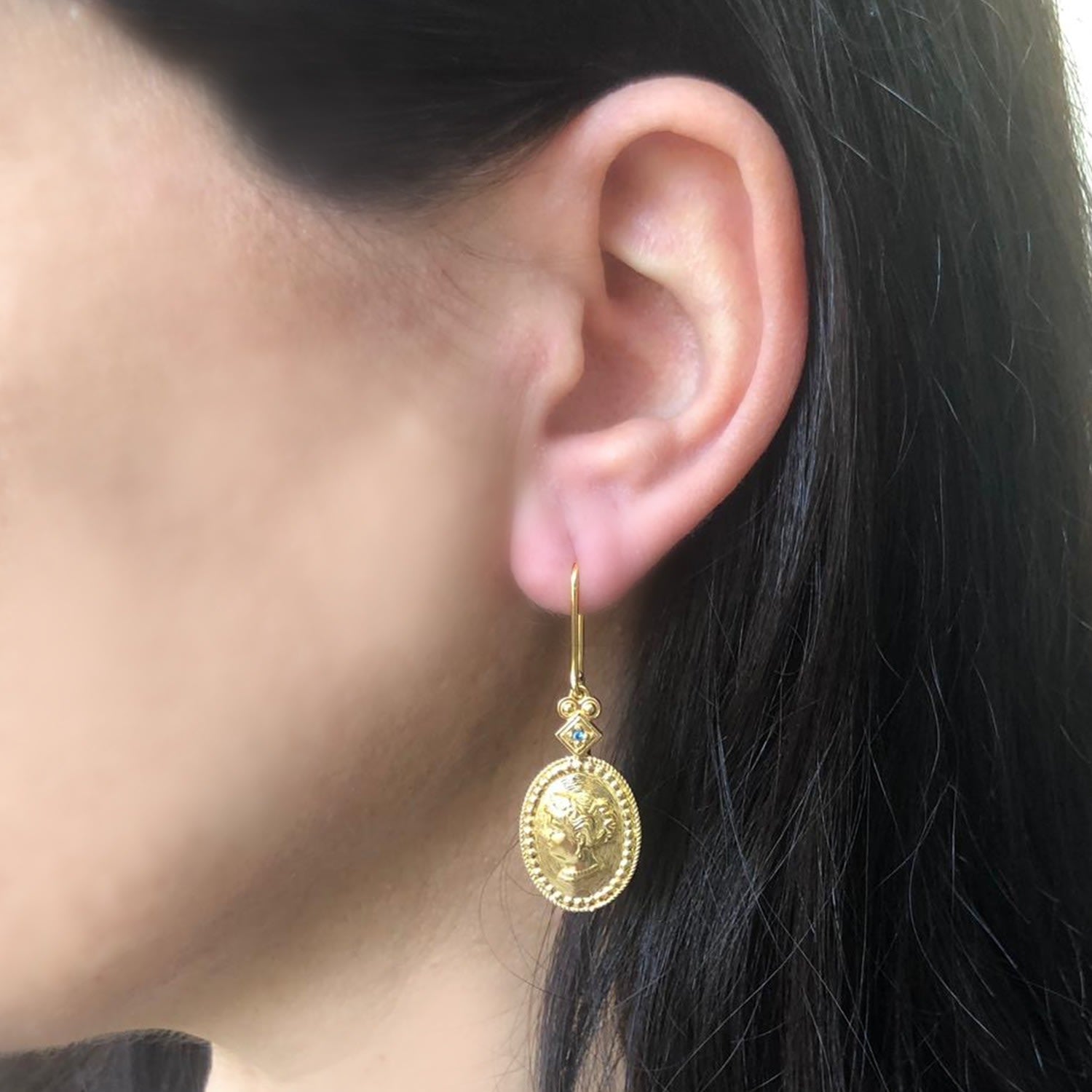 Cleopatra Gold-Plated Oval Earrings