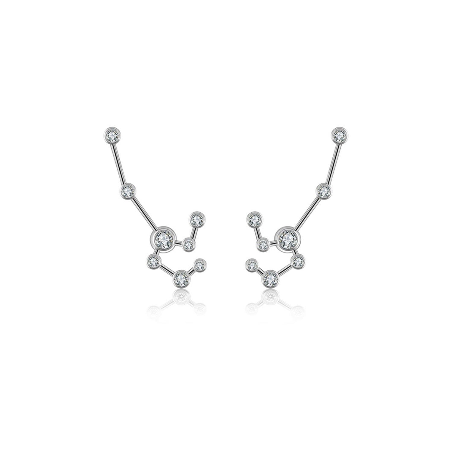 Leo Zodiac Constellation Earring 18K White Gold & Diamond