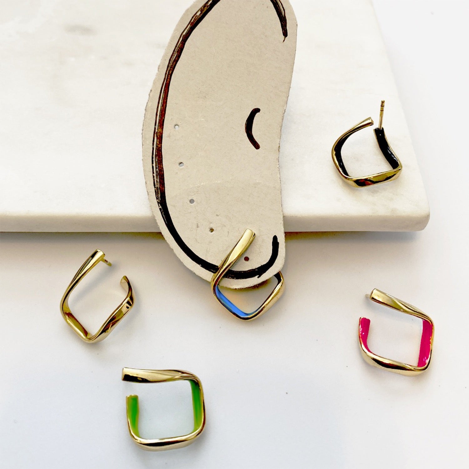 Square Enamel Hoops In