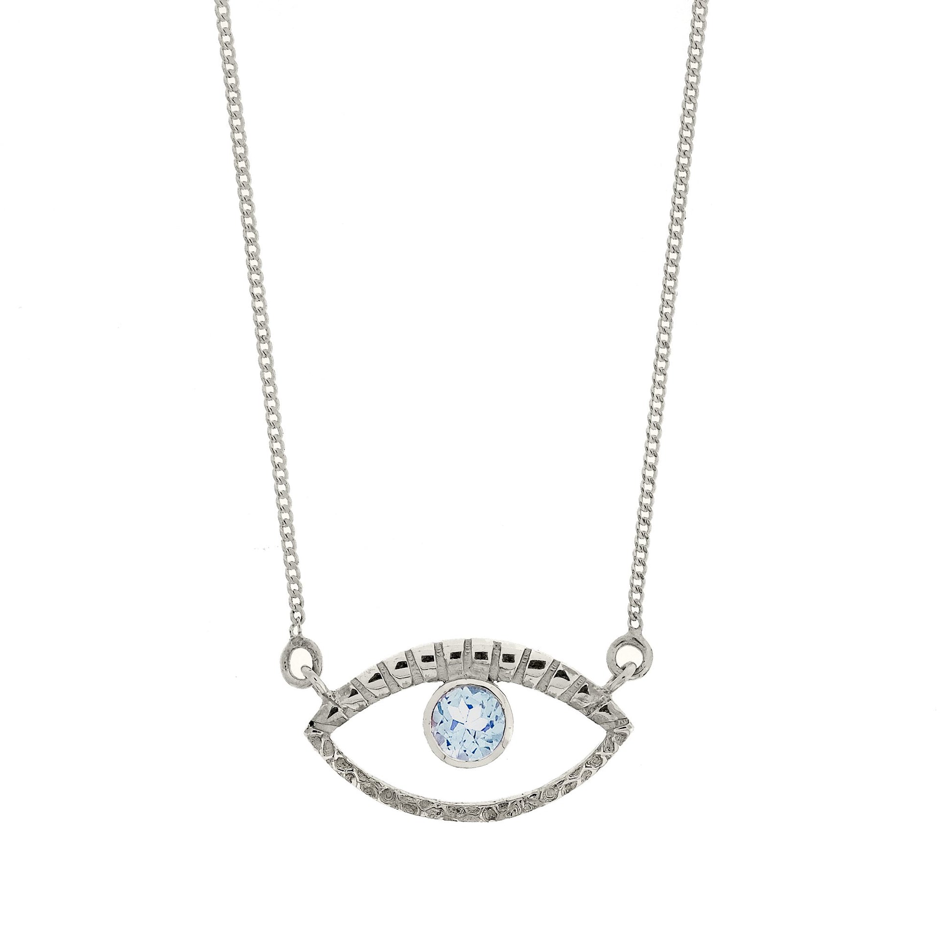 Eye Of Intuition Silver Necklace - Blue Topaz