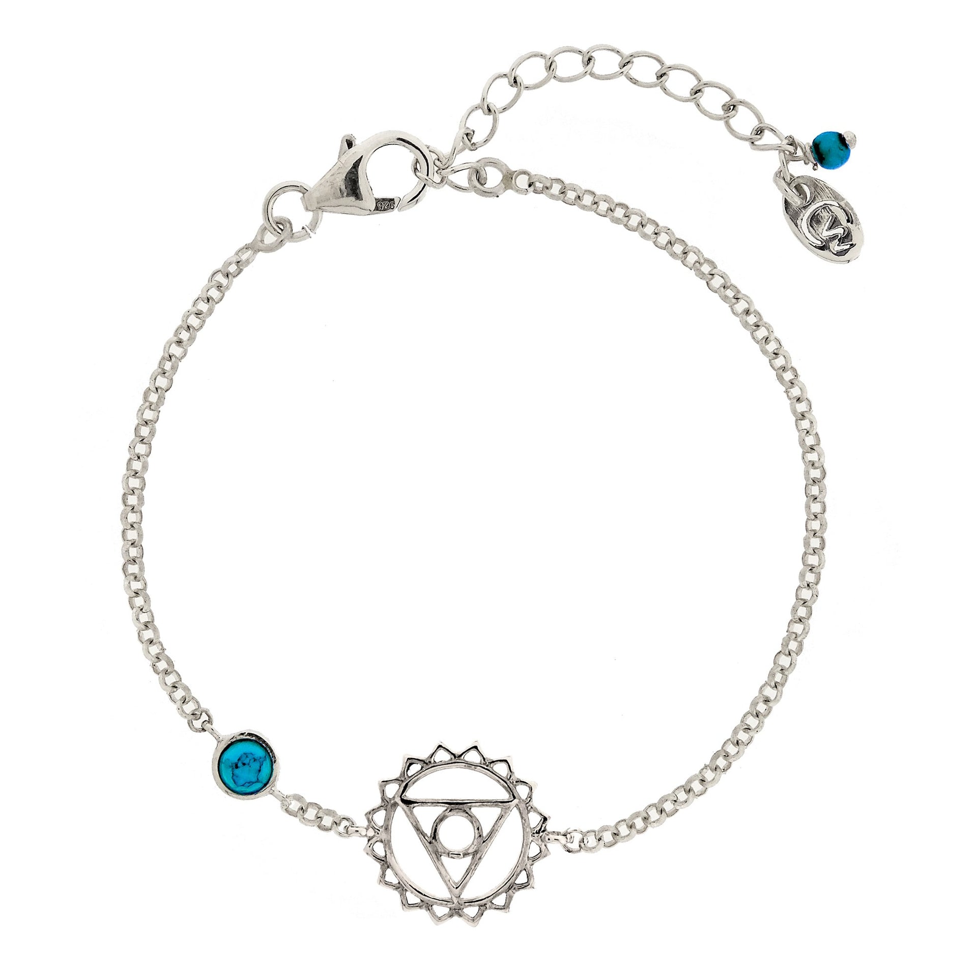 Throat Chakra Silver Bracelet - Turquoise