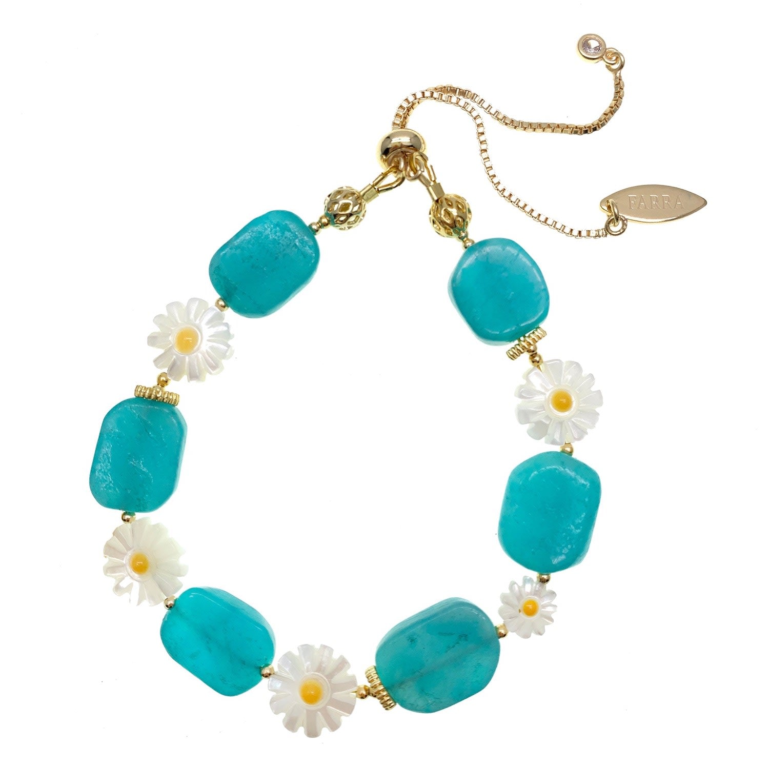 Amazonite With Floral Shell Bracelet