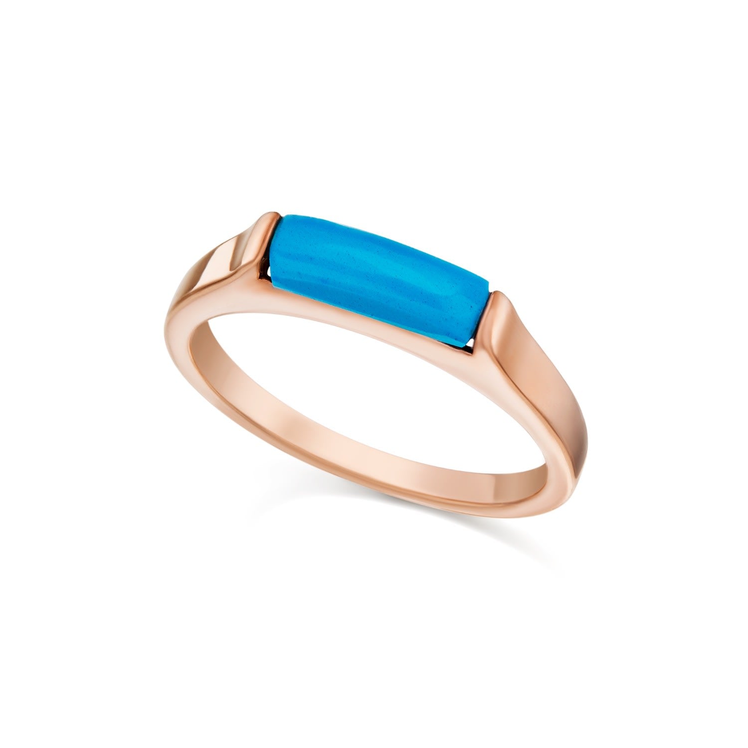 14K Gold Plated Slim Stacking Ring - Blue & Gold