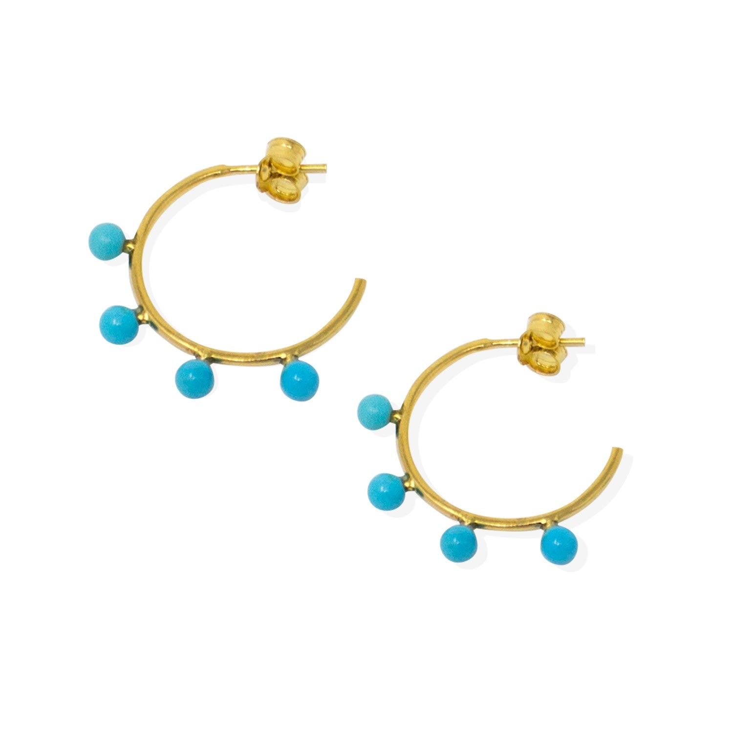 Turquoise Beads Hoop Earrings