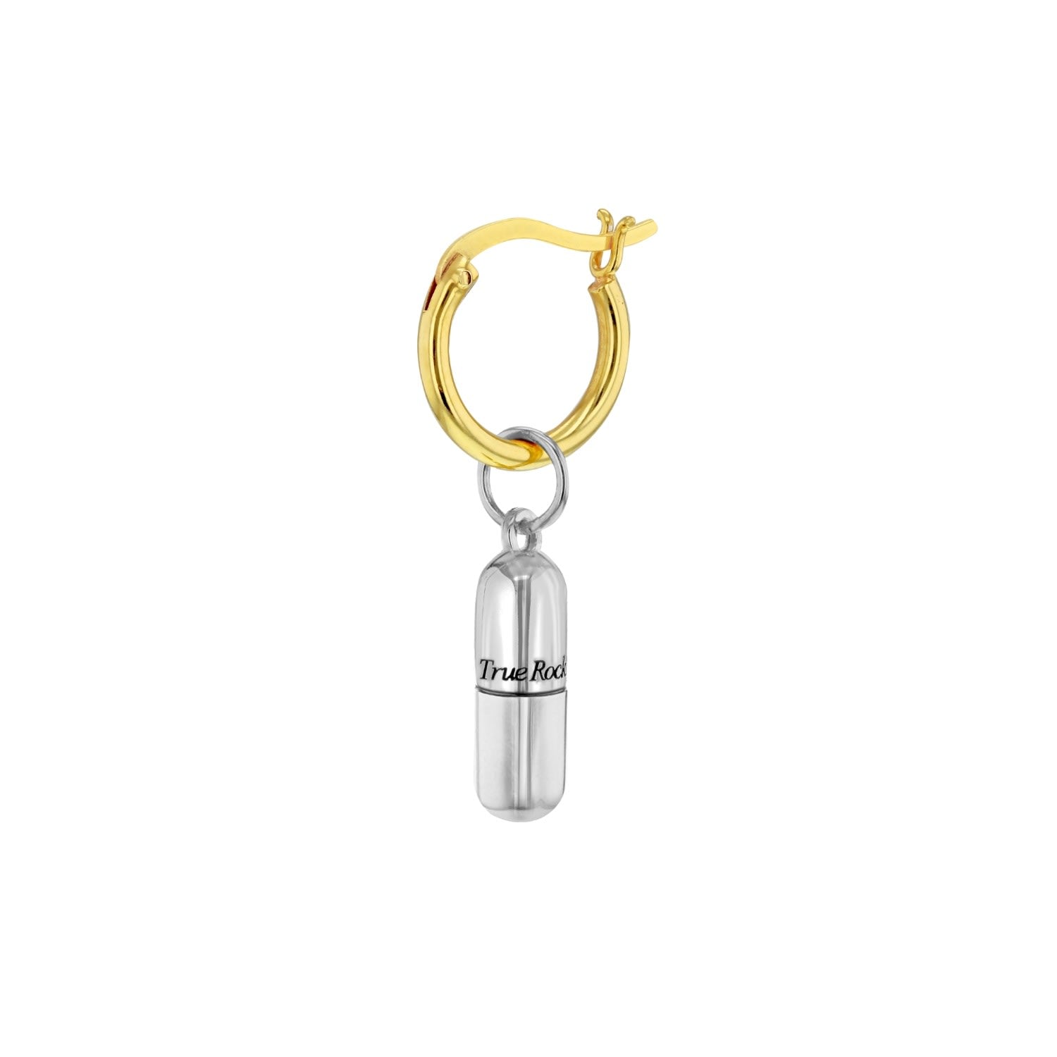 Sterling Silver Pill On Gold Plated Huggie Hoop Earring