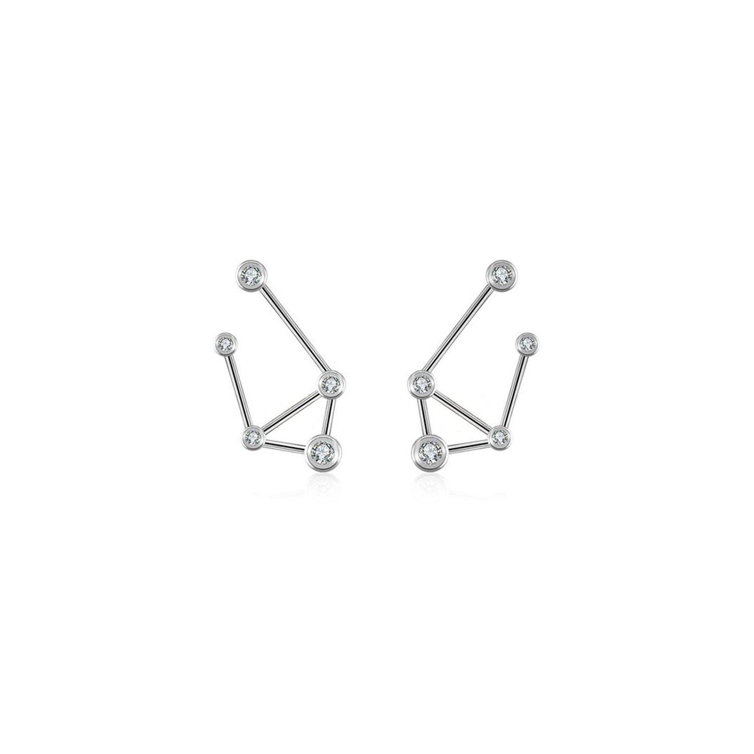 Libra Zodiac Constellation Earring 18K White Gold & Diamond