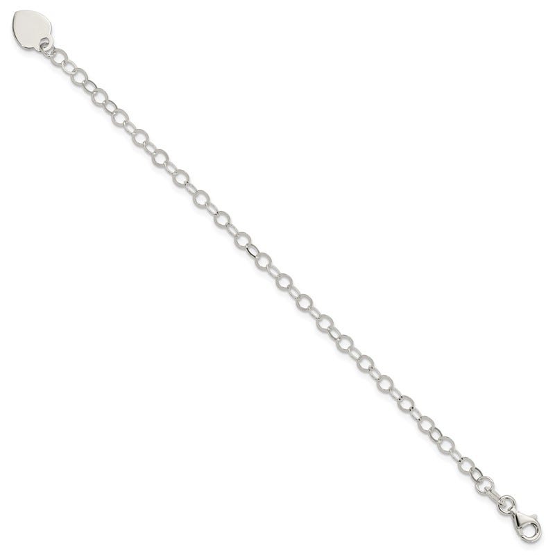 Sterling Silver Engraveable Heart Charm Bracelet