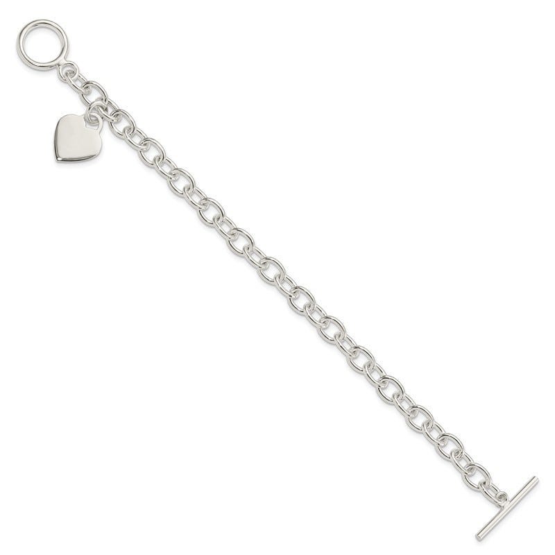 Sterling Silver Dangling Engraveable Heart Charm Bracelet