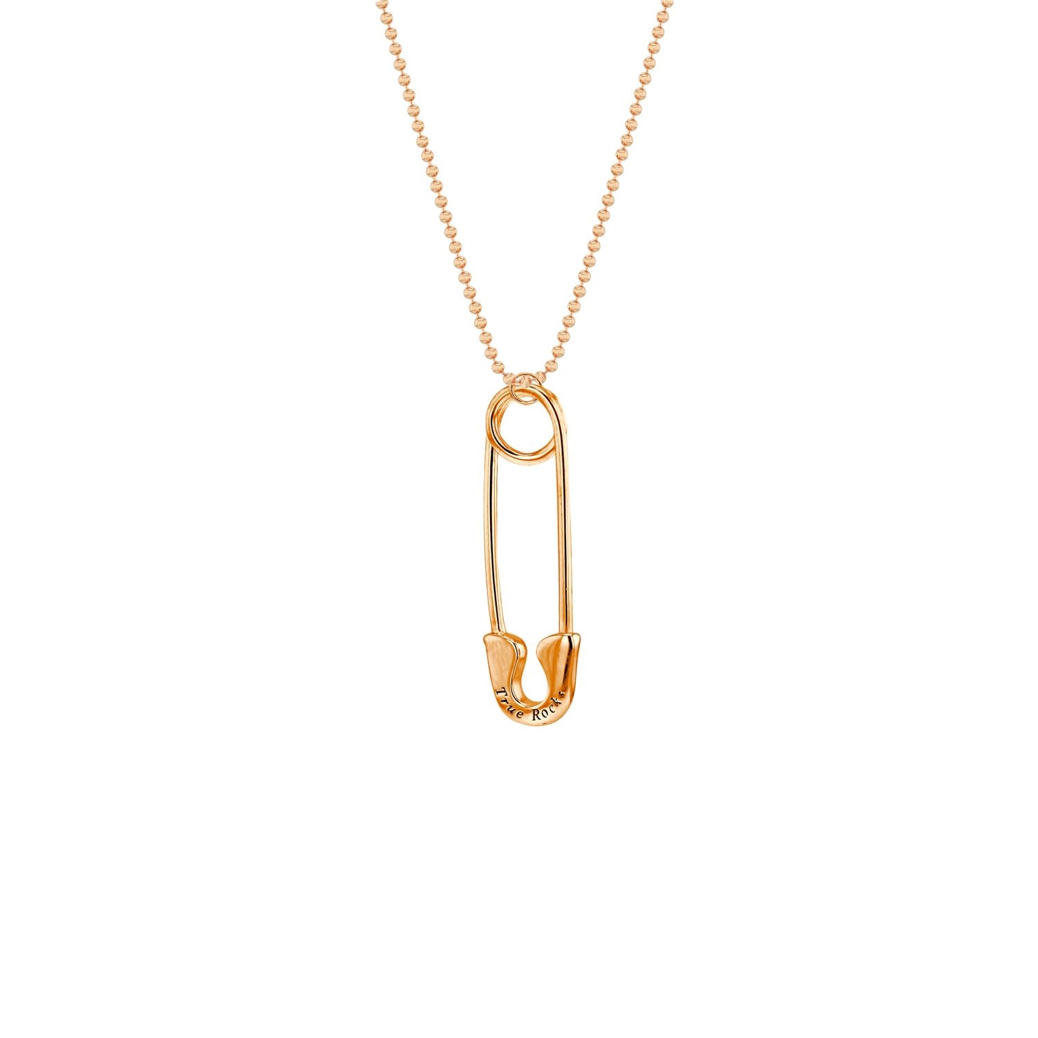 Large Safety Pin Necklace Rose Gold