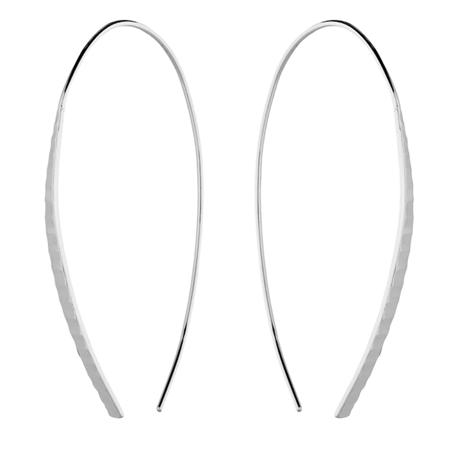 Sterling Silver Diamond Cut Tapered Bar Pull Through Earrings