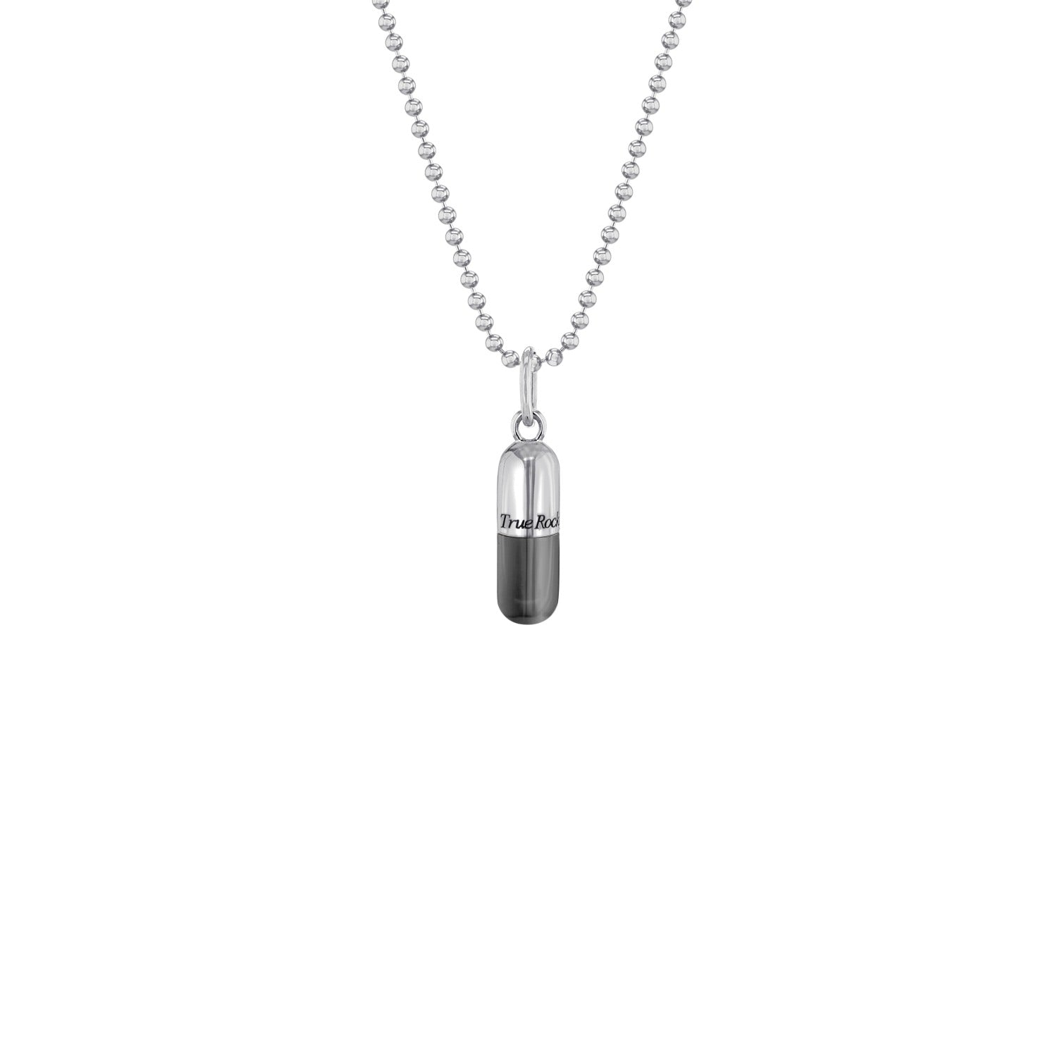 Sterling Silver & Gun Metal Grey 2 Tone Small Pill Pendant
