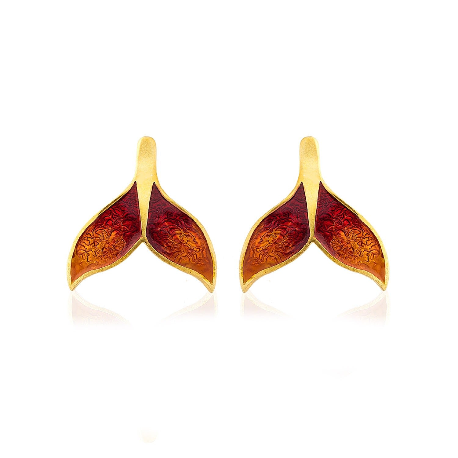 Orange Whale Tail Earrings