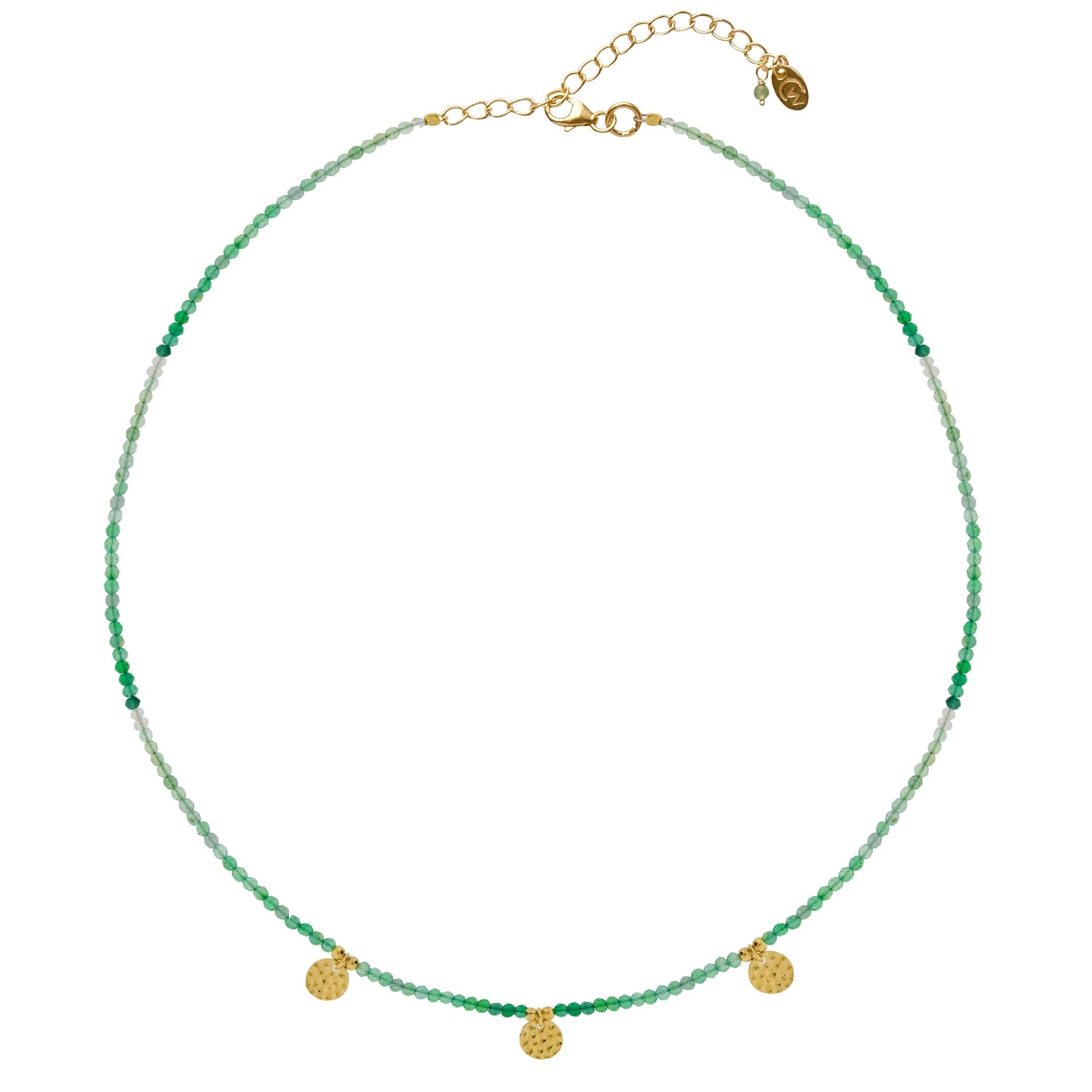 Be In Nature Gold Vermeil Beaded Necklace - Green Onyx