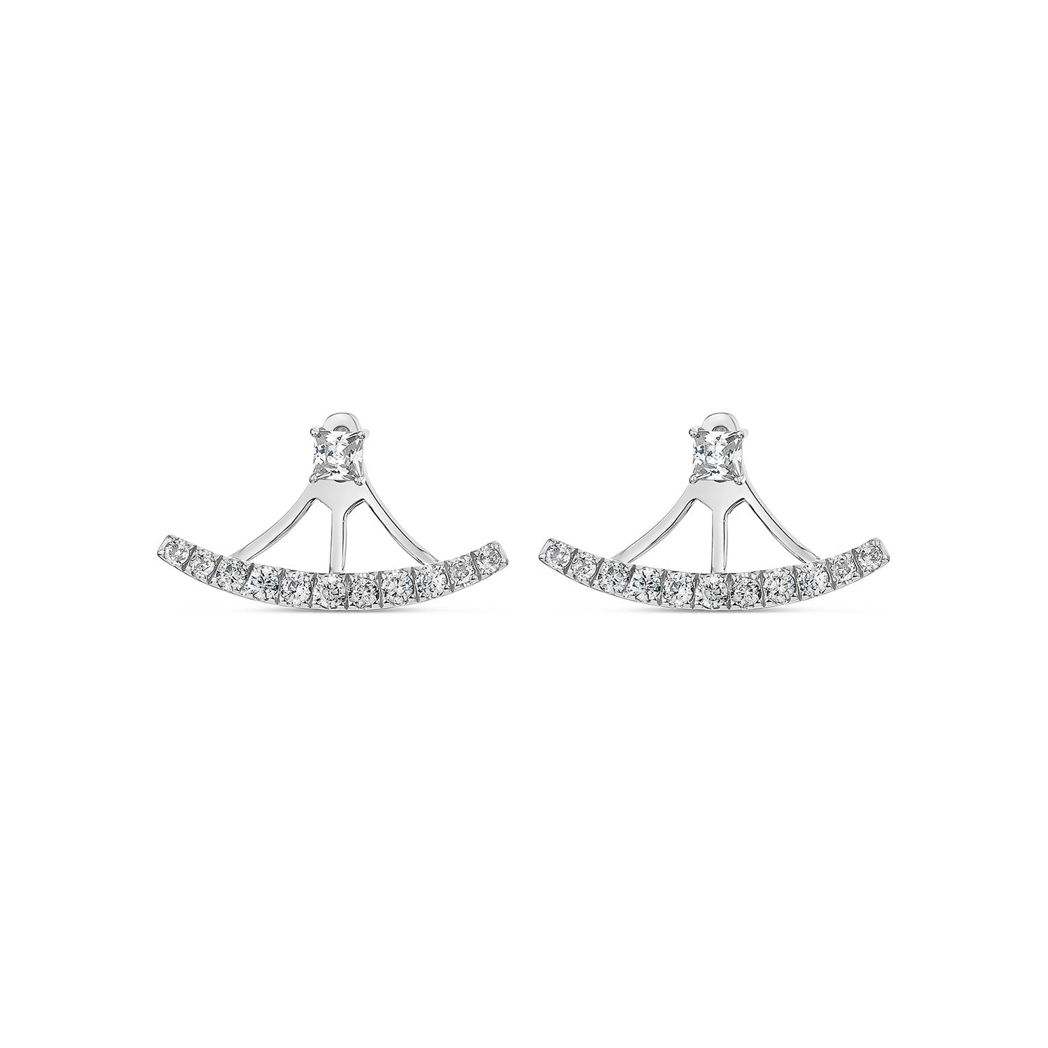 Complete Ear Jacket With Man Made Cz Diamond Stimulant In Sterling Silver