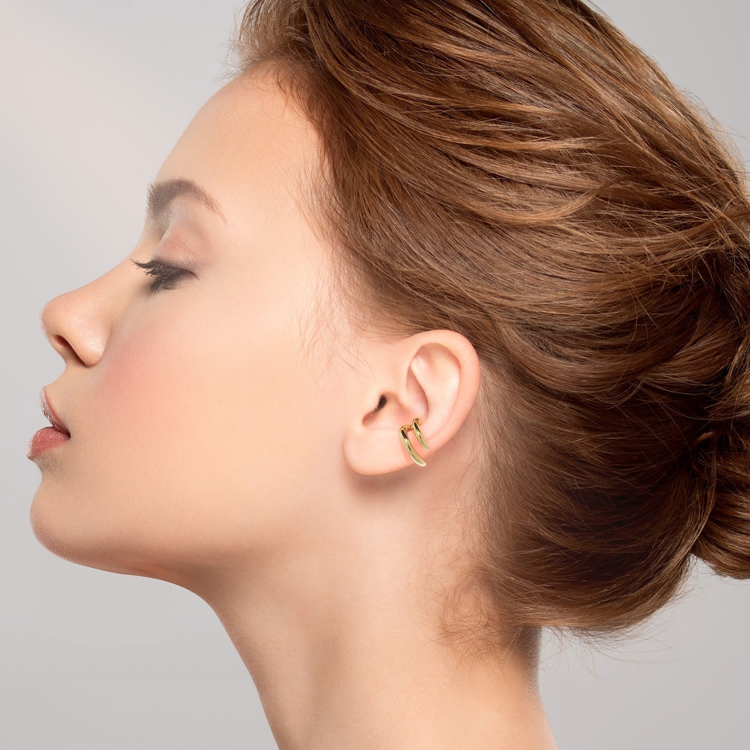 Pointed Double Band Ear Cuff - Gold