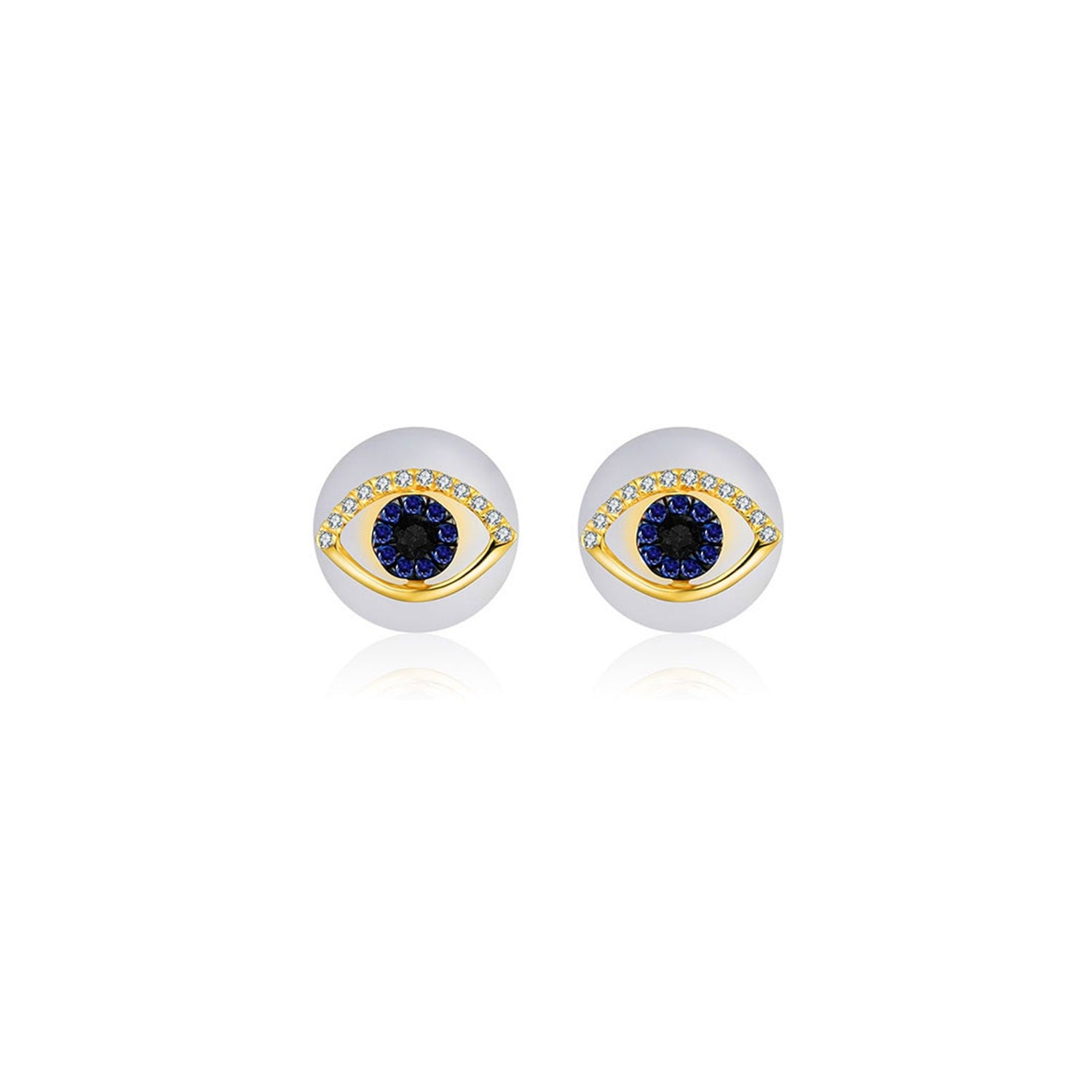 18K Yellow Gold Evil Eye Sapphire Diamond Earring