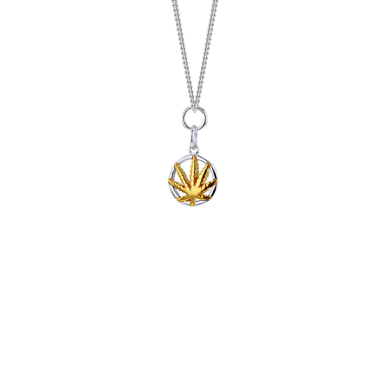 2Tone Mini Happy Leaf Sterling Silver & 18Kt Gold Plate Detail On Silver Hoop