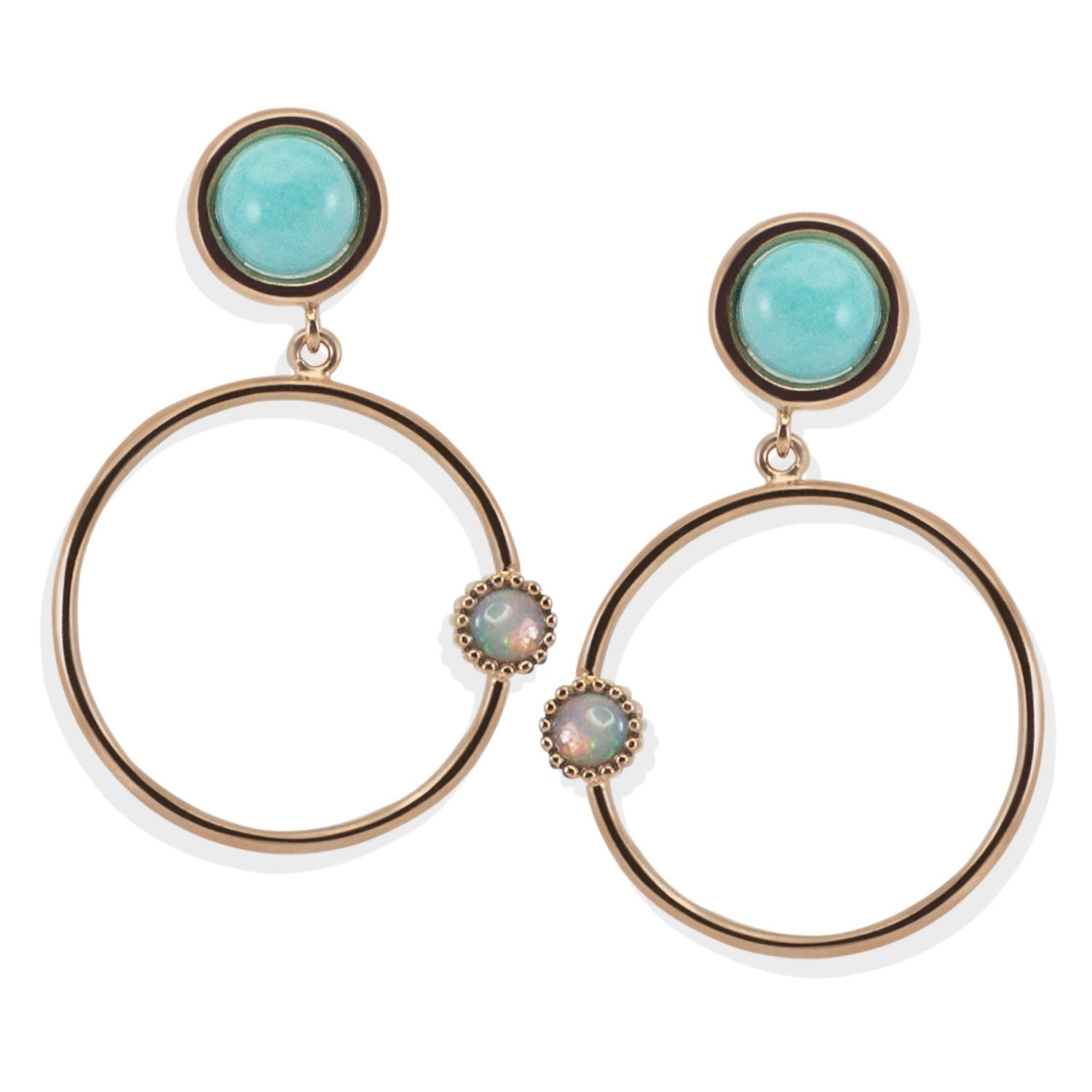 Satellite Rose Gold Amazonite Hoop Earrings