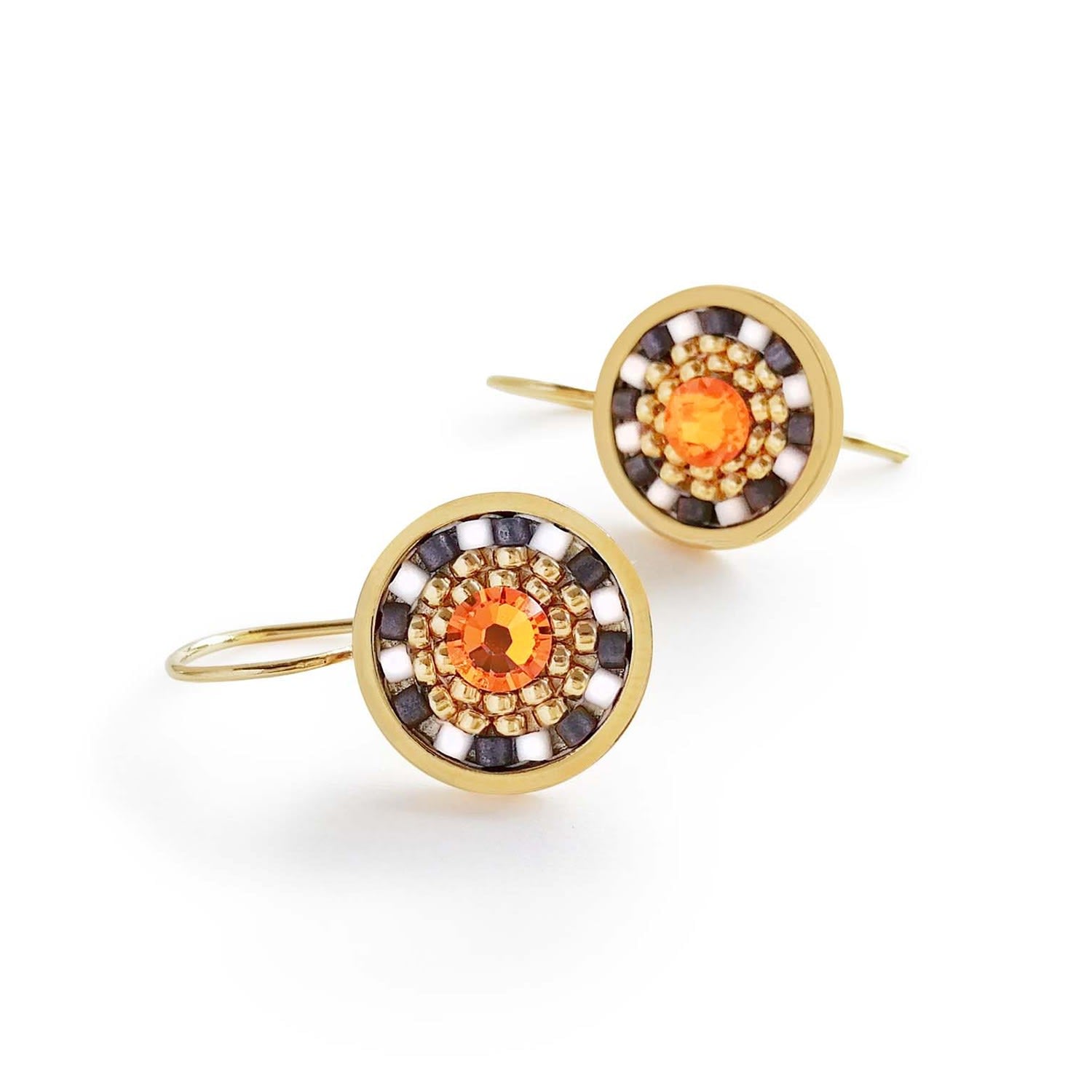 Striped Medallion Drop Earrings - Twilight