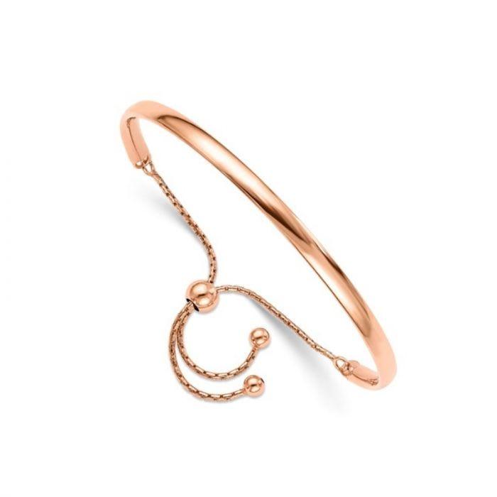Sterling Silver Rose Gold-Plated Women’s Adjustable Bangle