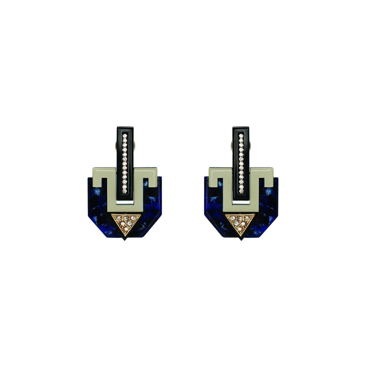 Handmade Acrylic Earring Deco Azofi - Blue