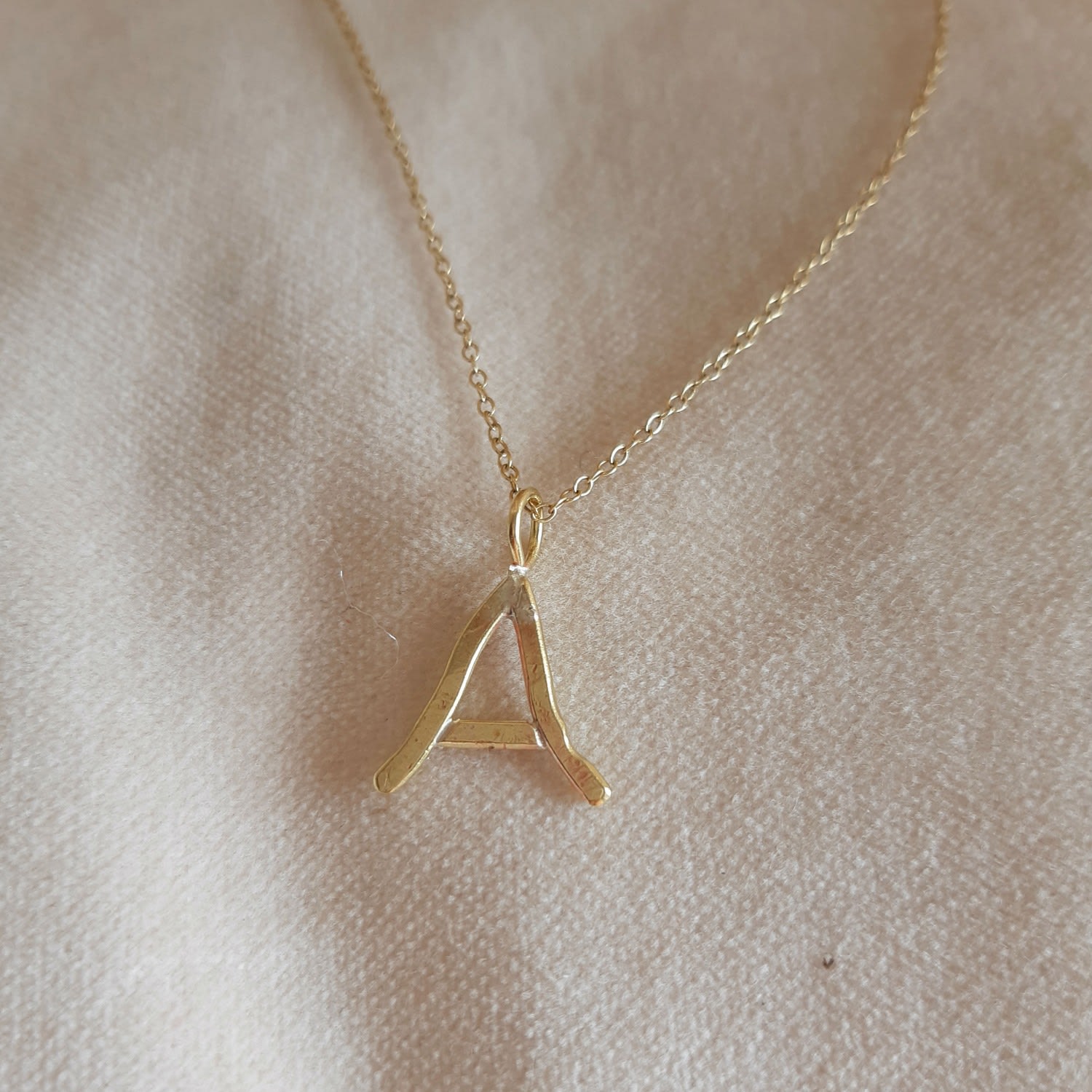 Solid Gold Letter A Pendant Necklace