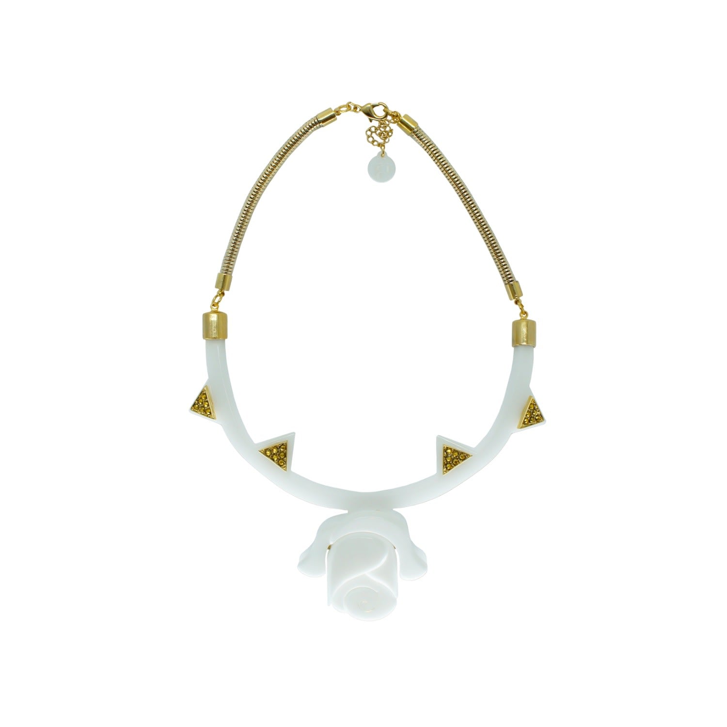 Handmade Acrylic Necklace Chocker Rose - White